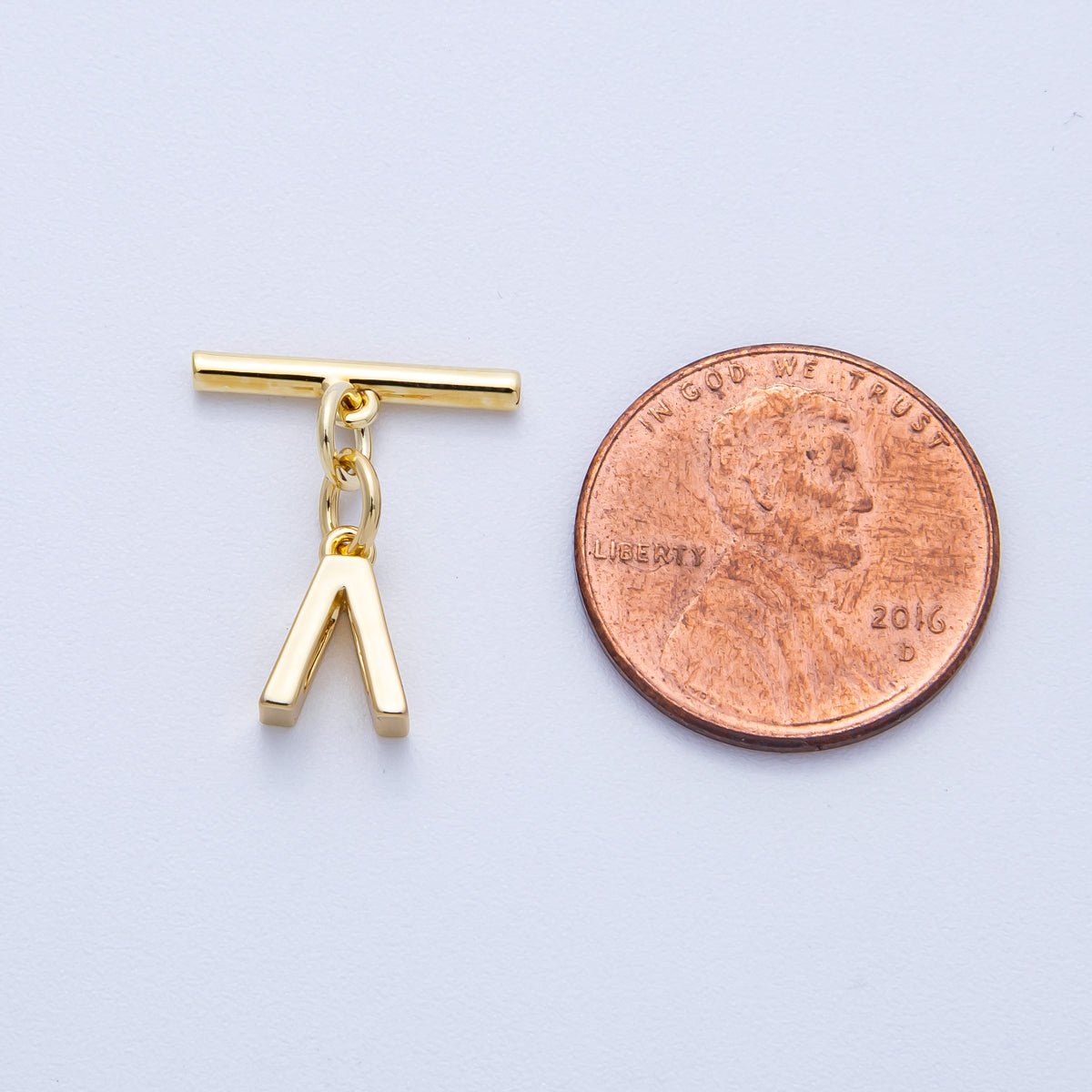 18K Gold Filled 15mm T - Bar with Letter Charm Toggle Clasps Closure Finding | Findings - 00008 - 00009 - DLUXCA