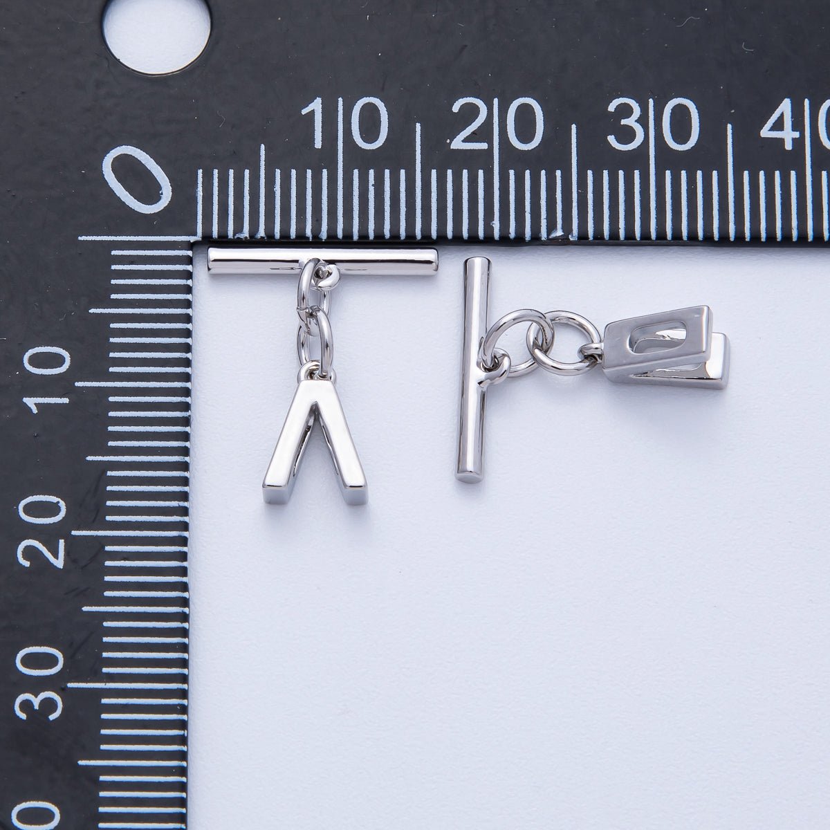 18K Gold Filled 15mm T - Bar with Letter Charm Toggle Clasps Closure Finding | Findings - 00008 - 00009 - DLUXCA