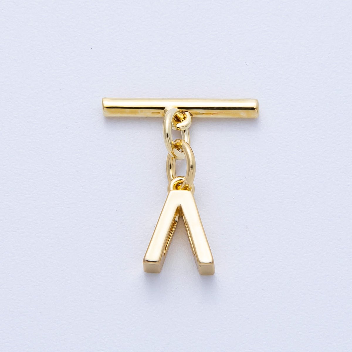 18K Gold Filled 15mm T - Bar with Letter Charm Toggle Clasps Closure Finding | Findings - 00008 - 00009 - DLUXCA