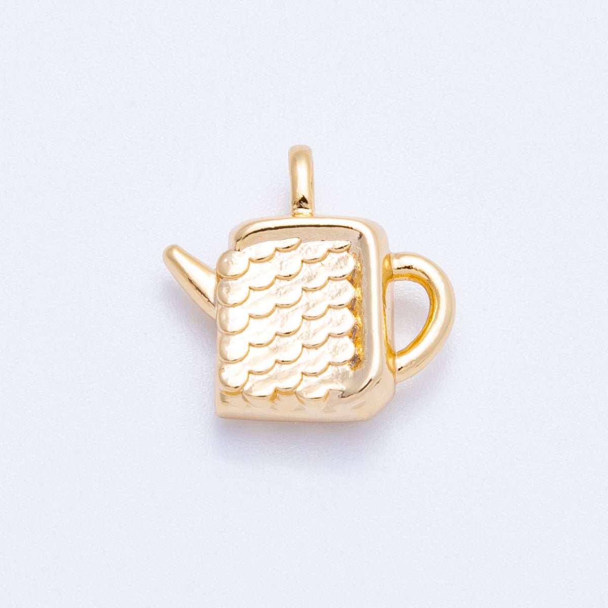 18K Gold Filled 15mm Textured Coffee Teapot Pendant | Charms - 00421 - DLUXCA