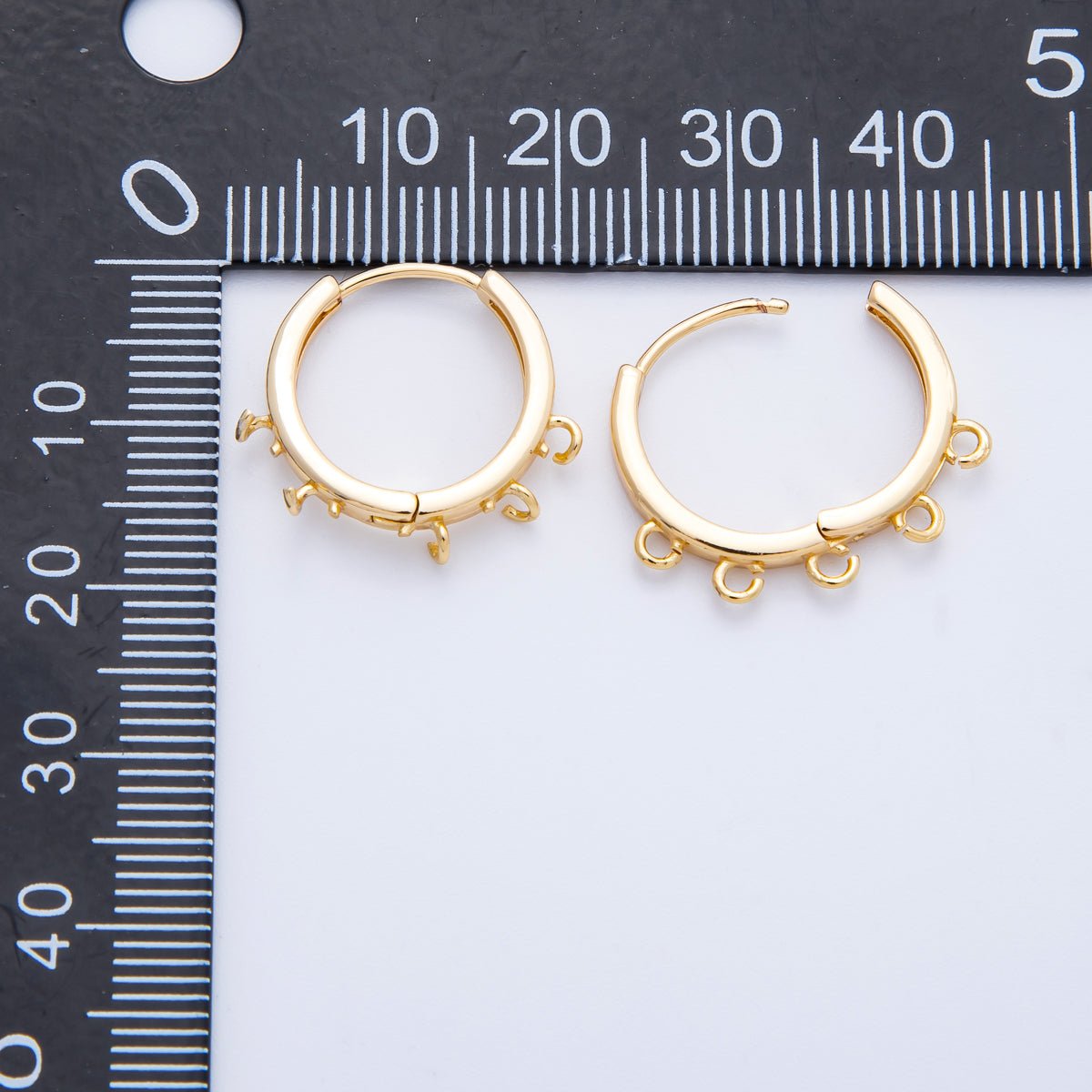 18K Gold Filled 16.5mm Minimalist Five Open Loop Drop Huggie Earring | Findings - 00115 - DLUXCA