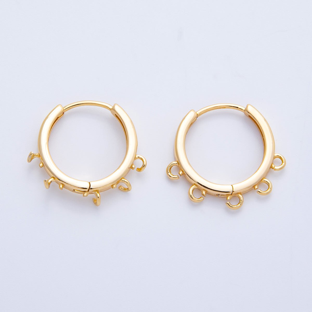 18K Gold Filled 16.5mm Minimalist Five Open Loop Drop Huggie Earring | Findings - 00115 - DLUXCA