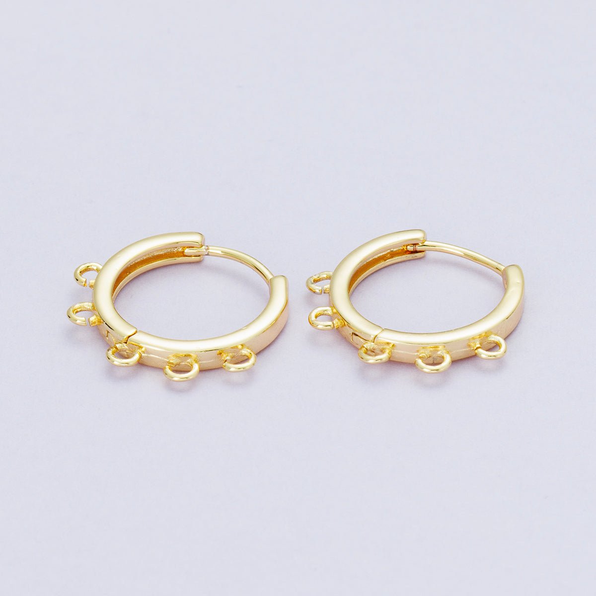 18K Gold Filled 16.5mm Minimalist Five Open Loop Drop Huggie Earring | Findings - 00115 - DLUXCA