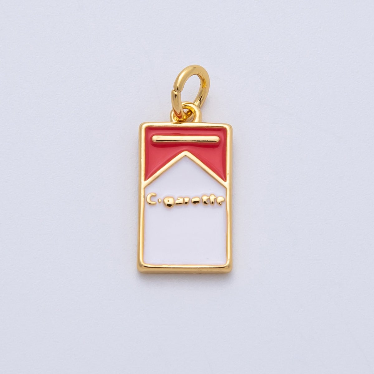 18K Gold Filled 16mm Cigarette Box Enamel Charm | Charms - 00055 - DLUXCA