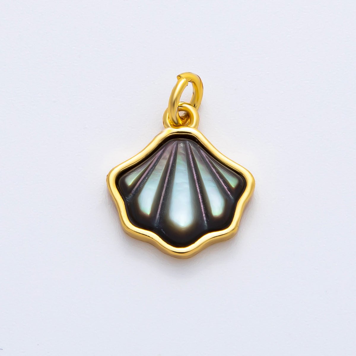 18K Gold Filled 16mm Clam Shell Shaped Abalone Drop Charm | AF1375 - DLUXCA