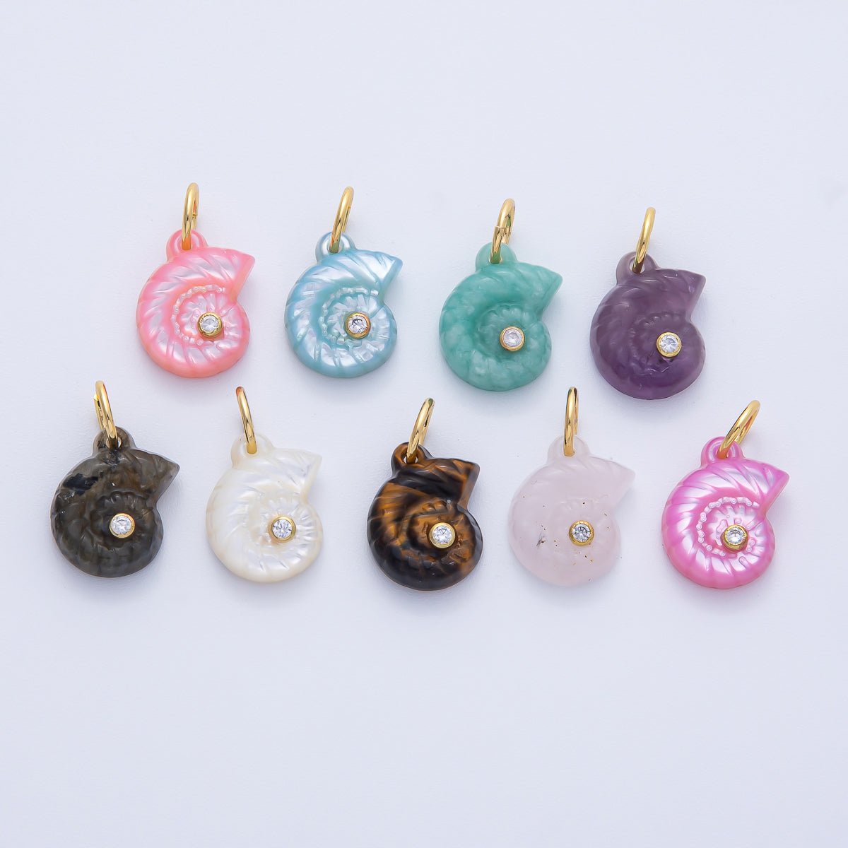 18K Gold Filled 16mm CZ Embedded Sea Shell Charm | AK135 - AK139 - DLUXCA