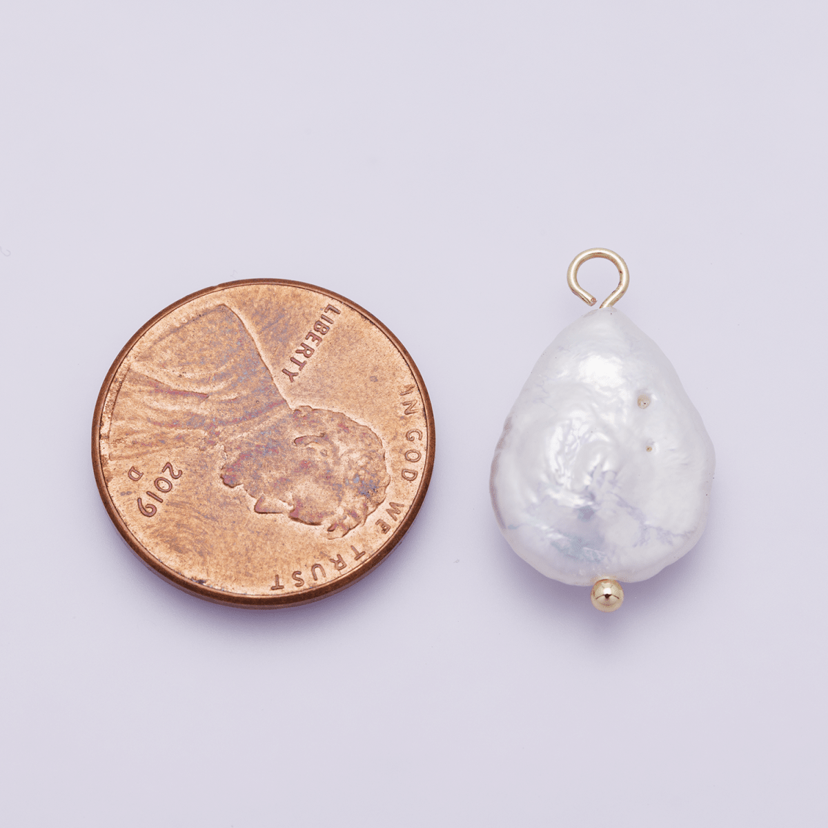 18K Gold Filled 16mm Freshwater Pearl Teardrop Handmade Charm | P01955 - DLUXCA