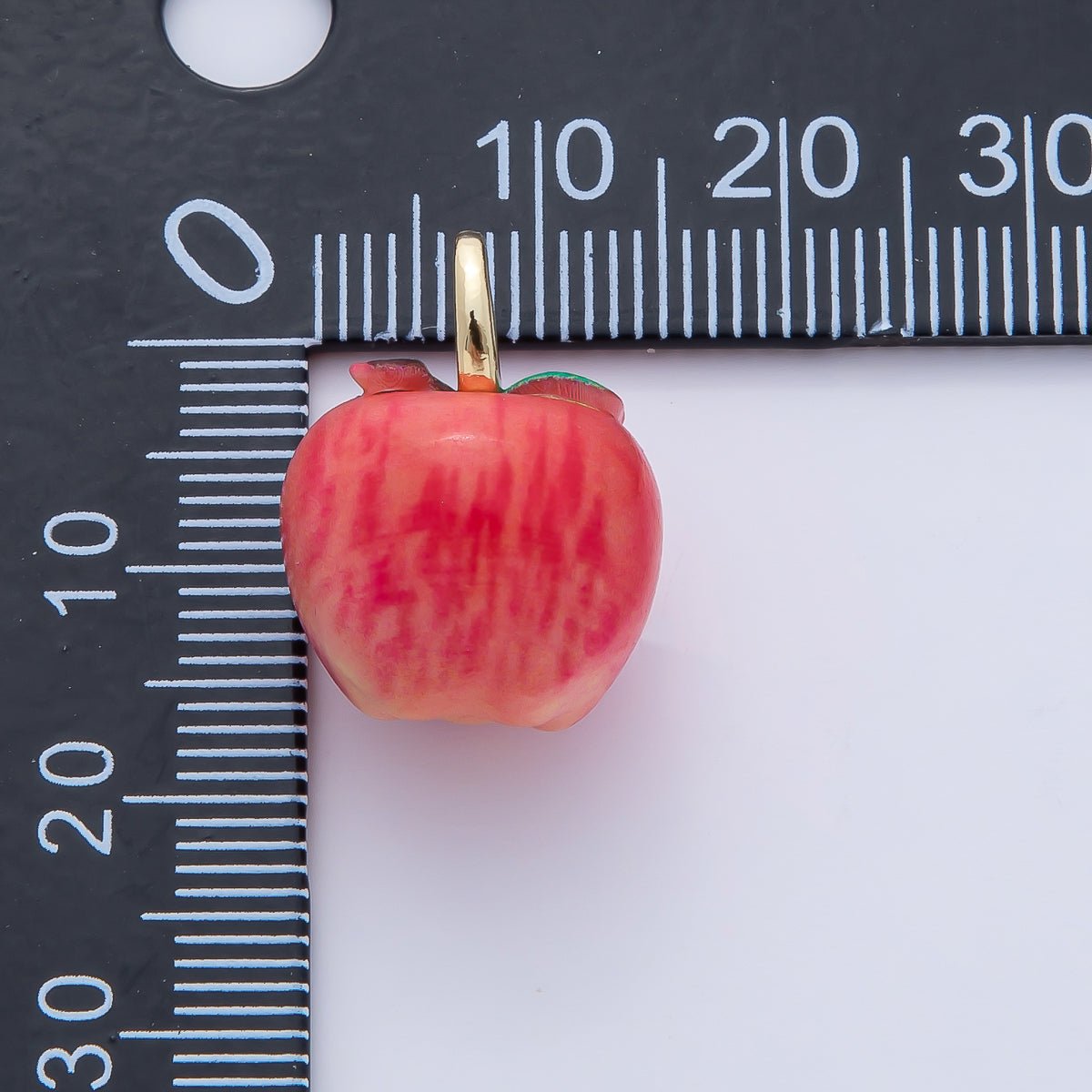 18K Gold Filled 16mm Green, Orange, Red Ceramic Apple Fruit Charm | AF1439 AF1440 - DLUXCA