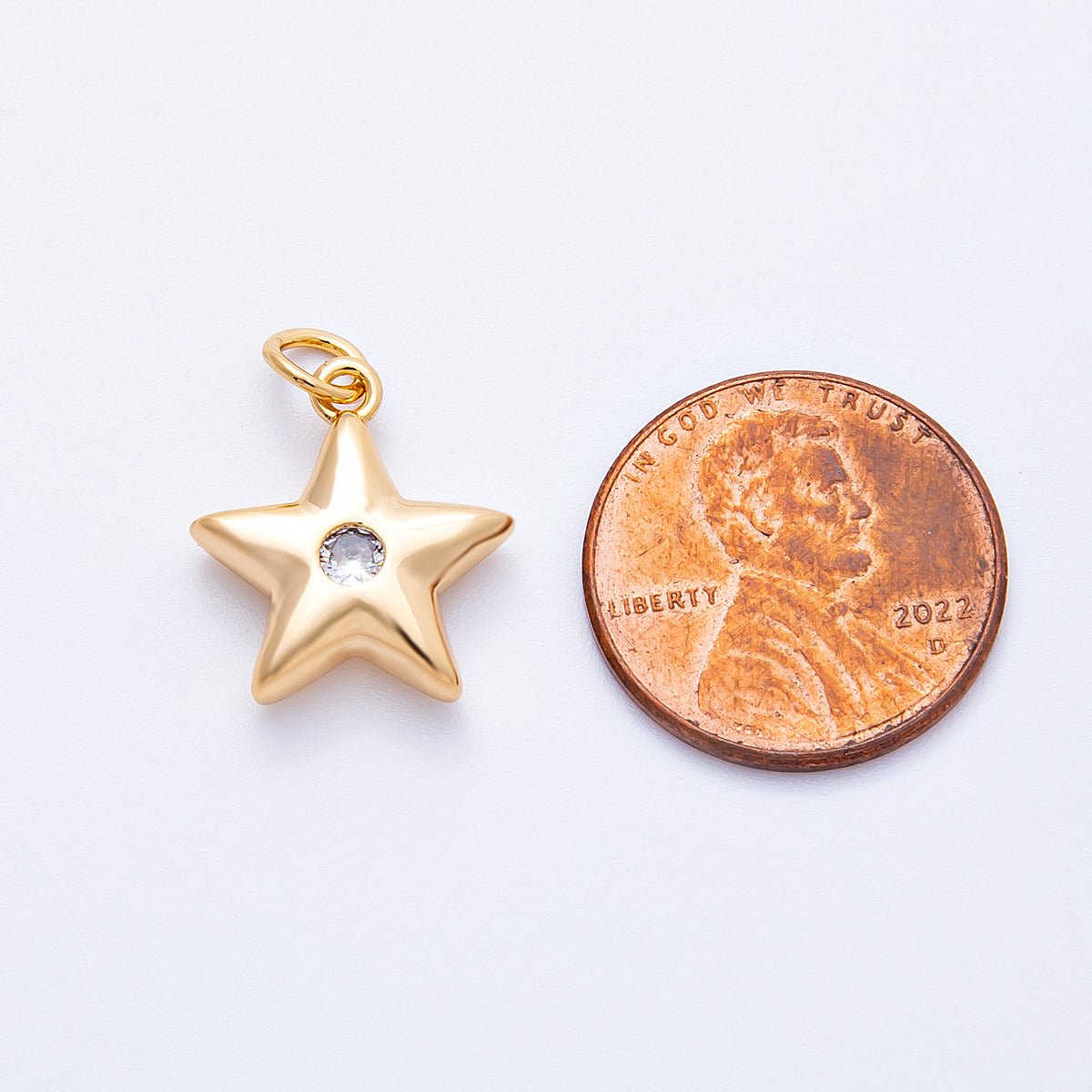 18K Gold Filled 16mm Green, Pink, Clear CZ Celestial Star Charm | Charms - 00342 - Charms - 00344 - DLUXCA