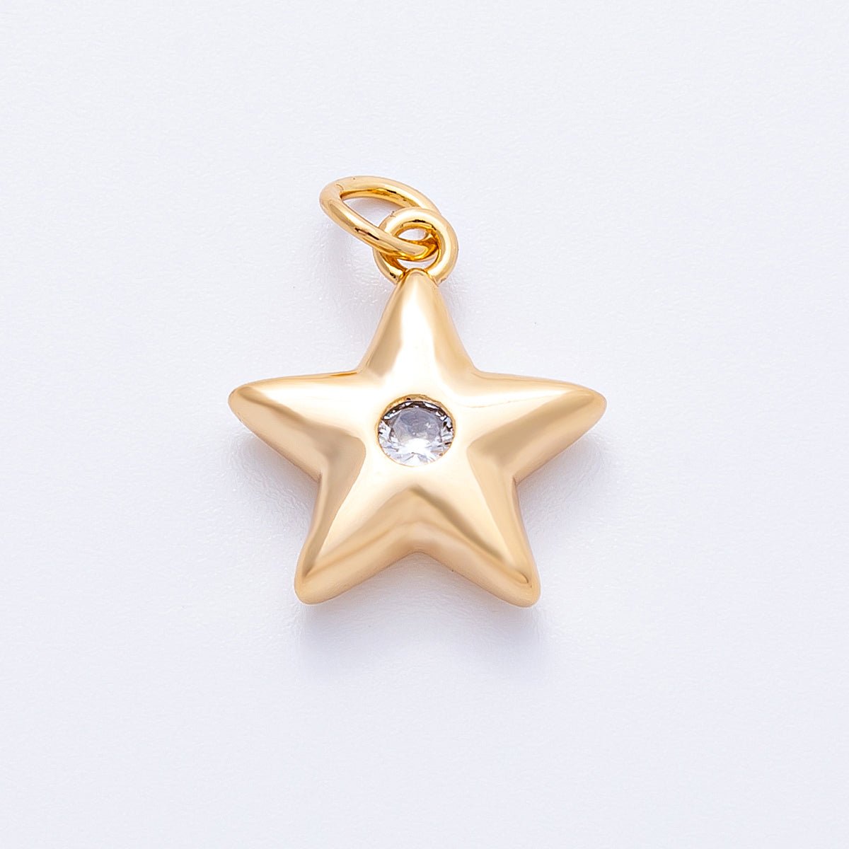 18K Gold Filled 16mm Green, Pink, Clear CZ Celestial Star Charm | Charms - 00342 - Charms - 00344 - DLUXCA