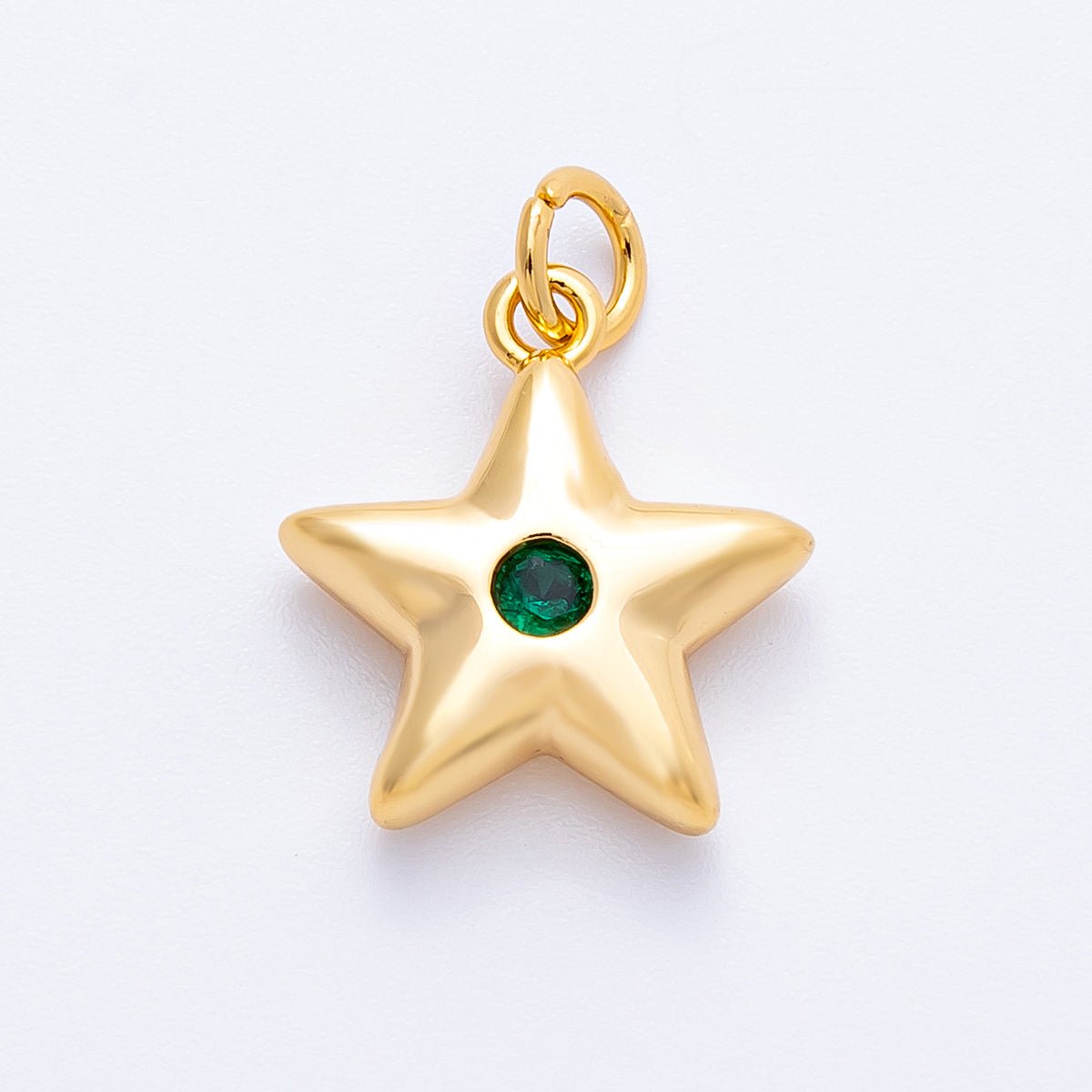18K Gold Filled 16mm Green, Pink, Clear CZ Celestial Star Charm | Charms - 00342 - Charms - 00344 - DLUXCA
