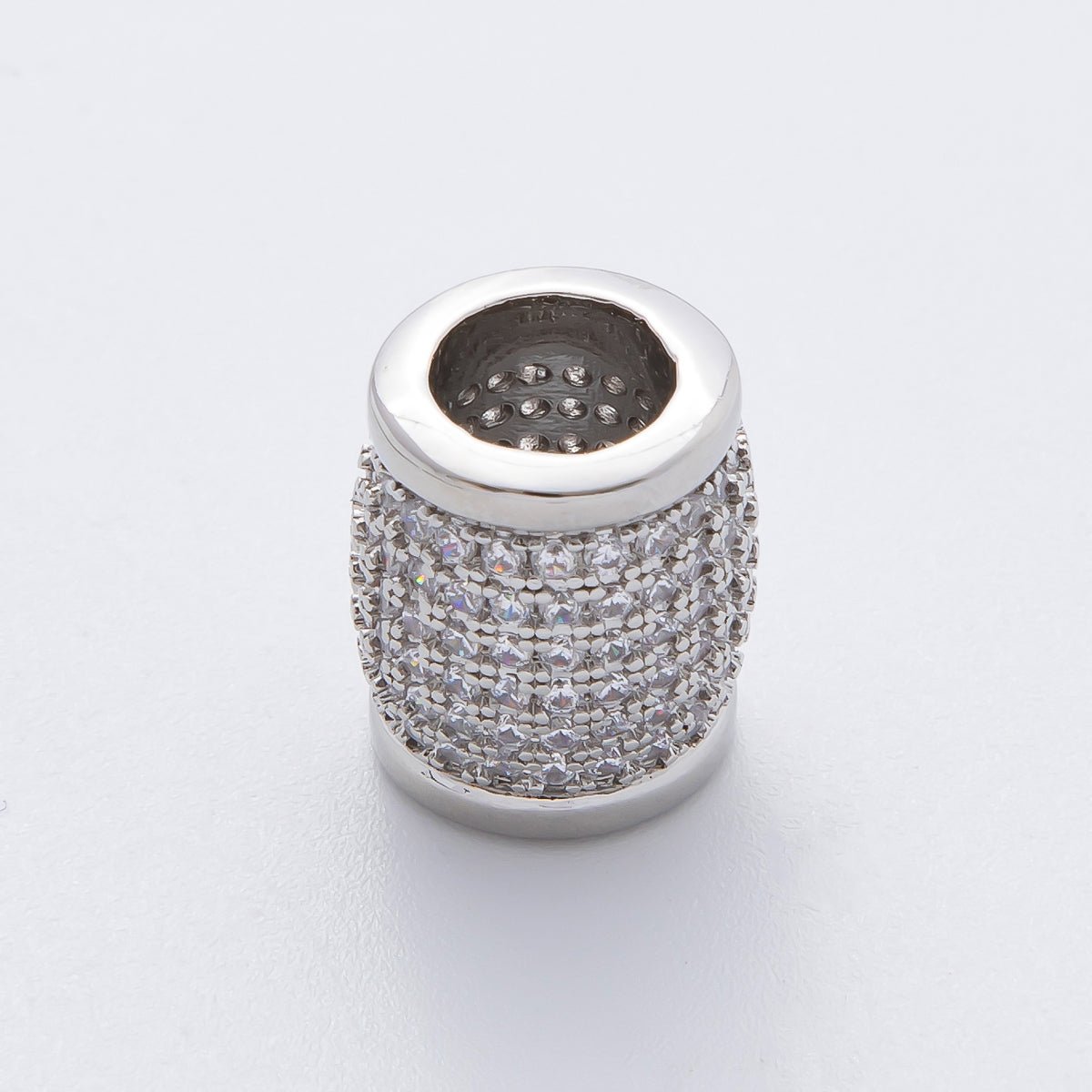 18K Gold Filled 16mm Micro Paved CZ Big Barrel Tube Slider Bead Spacer in Gold & Silver | AF - A1066 - DLUXCA