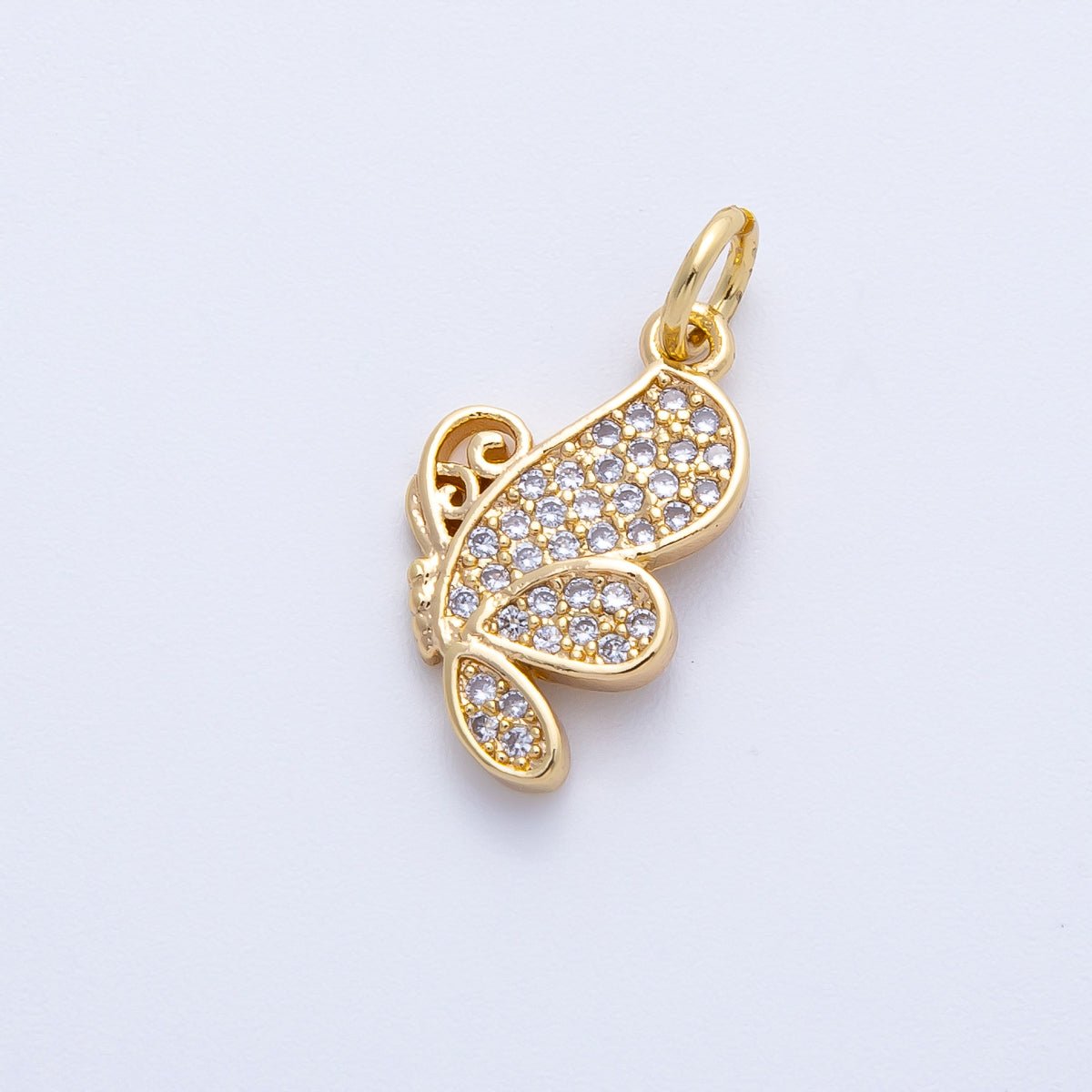 18K Gold Filled 16mm Micro Paved CZ Butterfly Mariposa Insect Charm | Charms - 00407 - DLUXCA