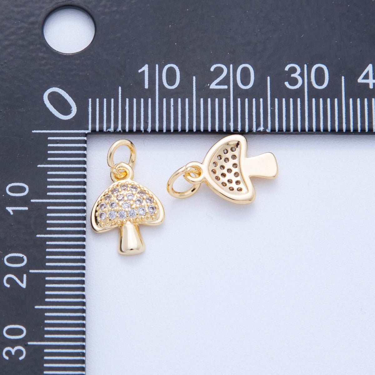18K Gold Filled 16mm Micro Paved CZ Little Mushroom Charm | AF820 - DLUXCA
