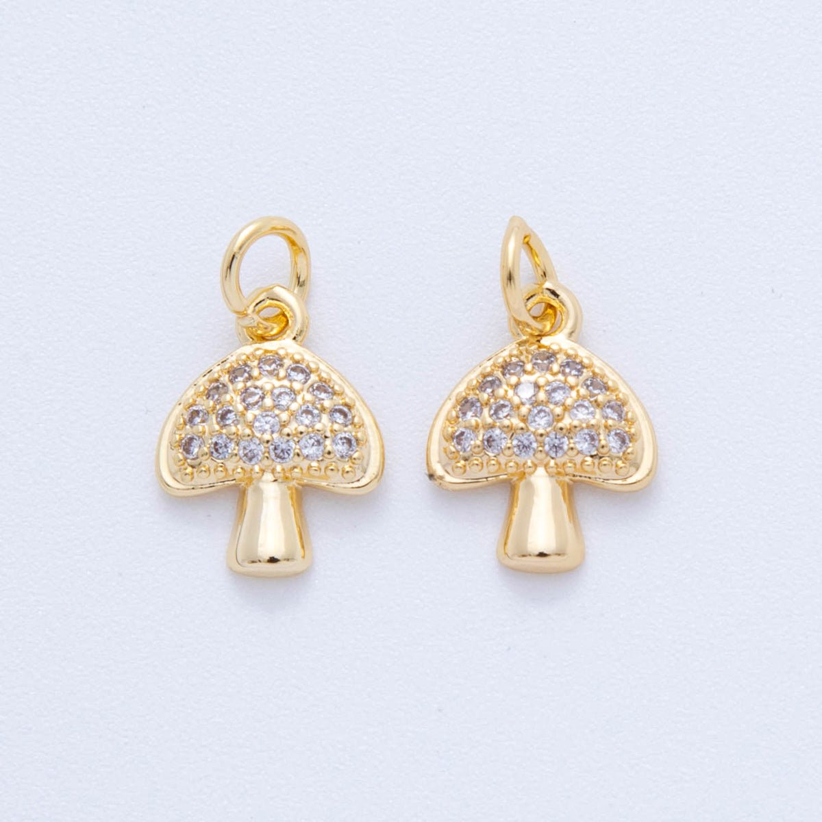 18K Gold Filled 16mm Micro Paved CZ Little Mushroom Charm | AF820 - DLUXCA