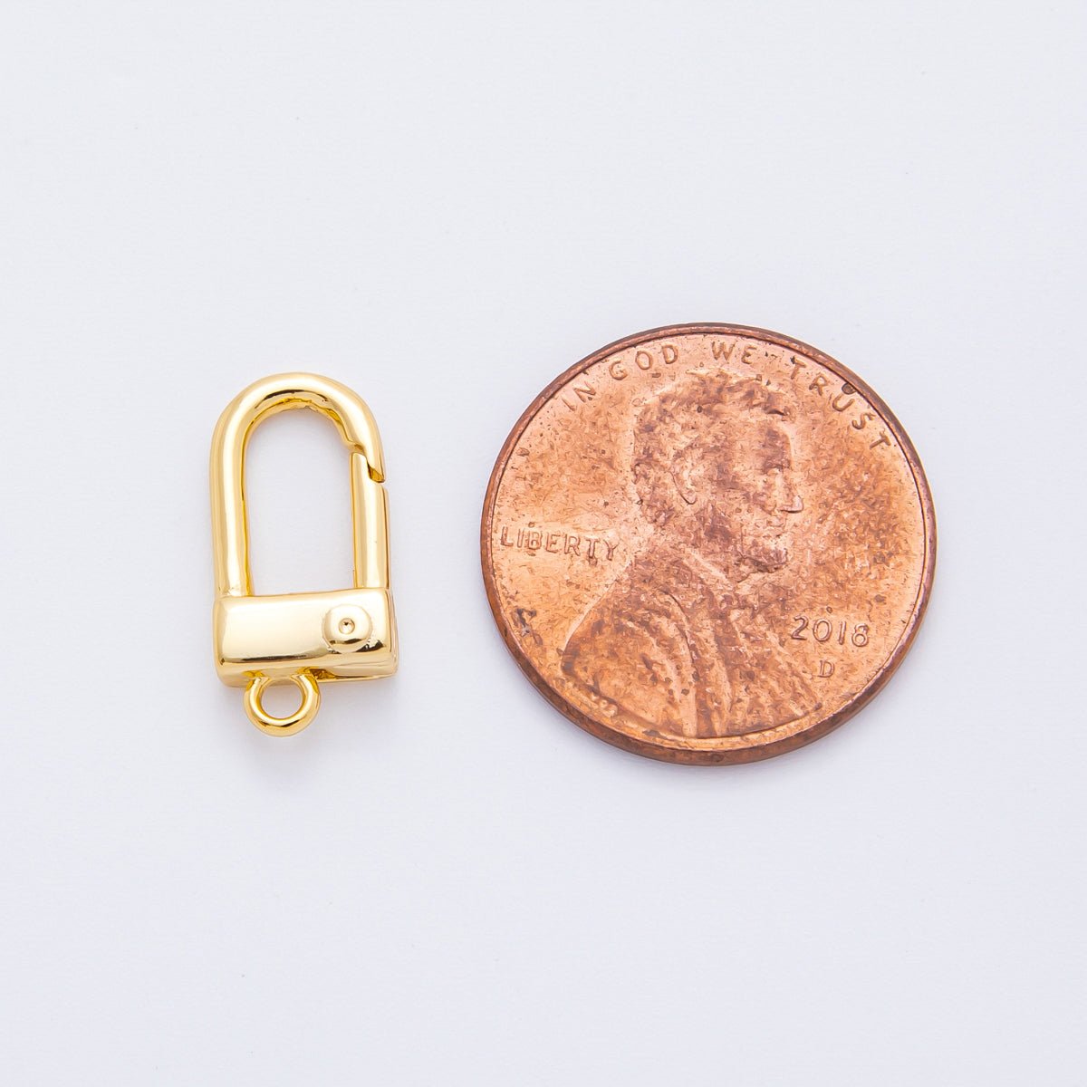 18K Gold Filled 16mm Padlock Push Gate Clasp Charm Finding | Z1370 - DLUXCA