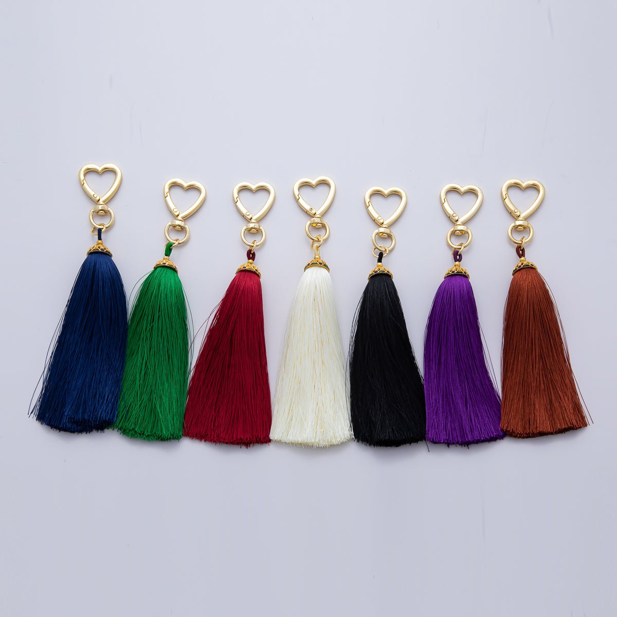 18K Gold Filled 170mm Blue, Black, Red Silky Thread Tassel Charm Keychain Accessories | WB - 00213 ~ WB - 00219 - DLUXCA