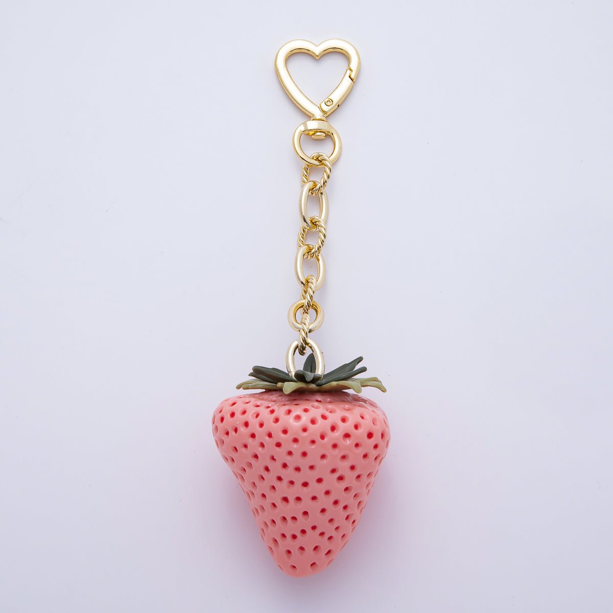 18K Gold Filled 170mm Pink, Red Resin Strawberry Fruit Heart Bag Charm Keychain Accessories | WB - 00187 ~ WB - 0189 - DLUXCA
