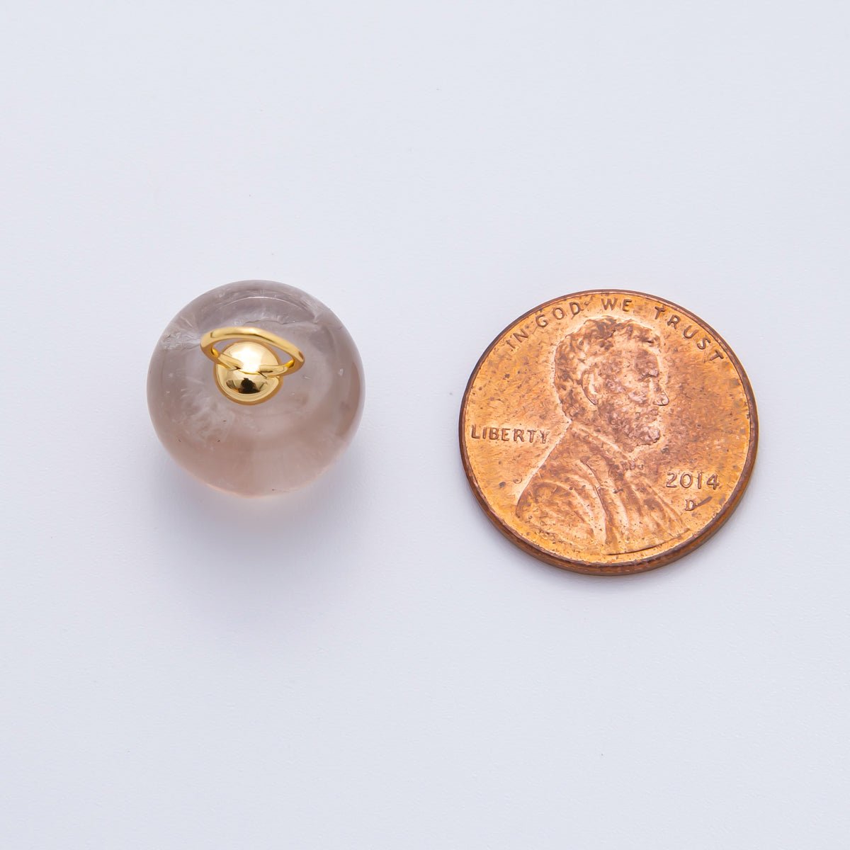 18K Gold Filled 17.5mm Fluorite, Aventurine, & Jade Gemstone Round Ball Charm | E178 E219 E223 E250 - DLUXCA