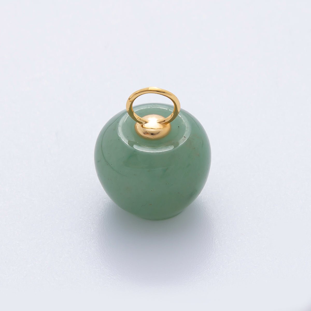 18K Gold Filled 17.5mm Fluorite, Aventurine, & Jade Gemstone Round Ball Charm | E178 E219 E223 E250 - DLUXCA