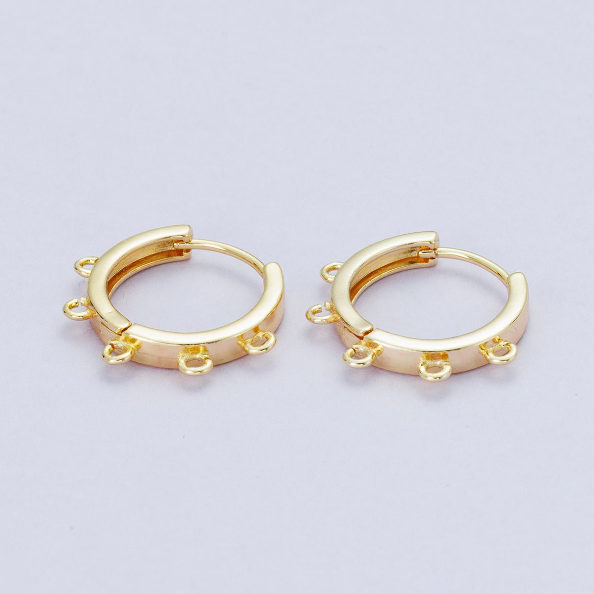 18K Gold Filled 17.7mm Minimalist Five Open Loop Drop Huggie Earrings | Findings - 00105 - DLUXCA