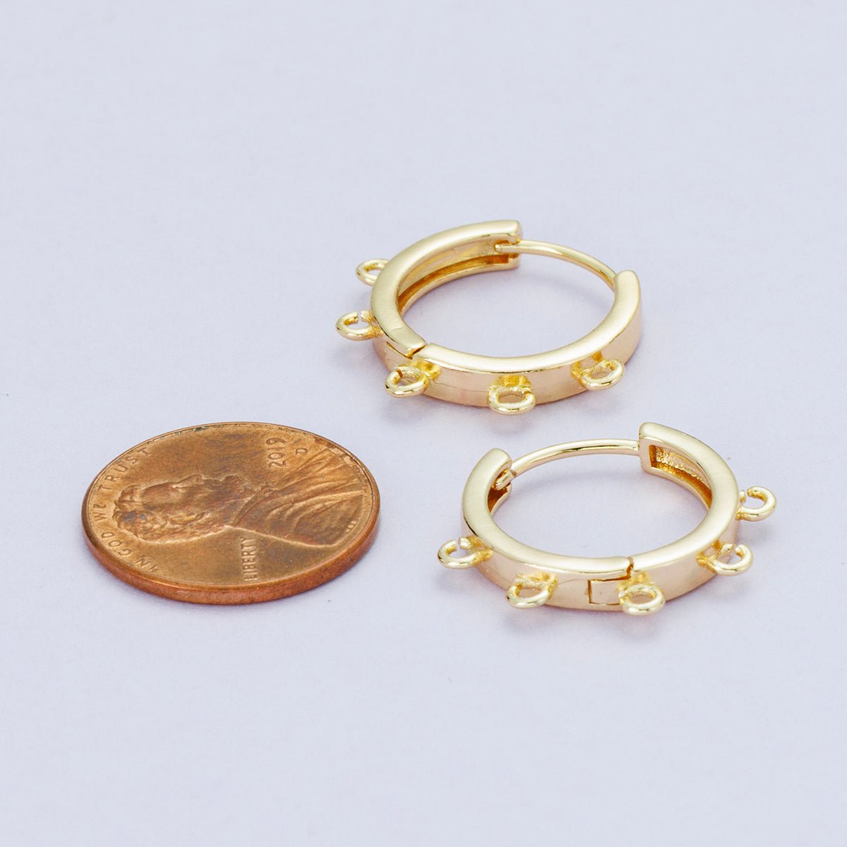 18K Gold Filled 17.7mm Minimalist Five Open Loop Drop Huggie Earrings | Findings - 00105 - DLUXCA