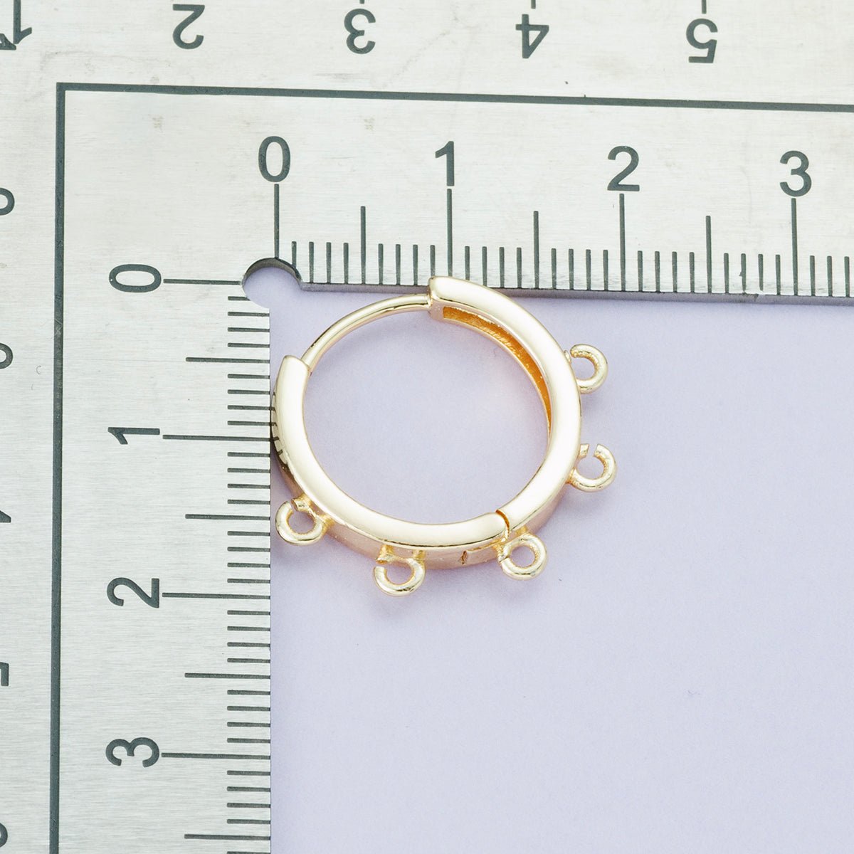 18K Gold Filled 17.7mm Minimalist Five Open Loop Drop Huggie Earrings | Findings - 00105 - DLUXCA