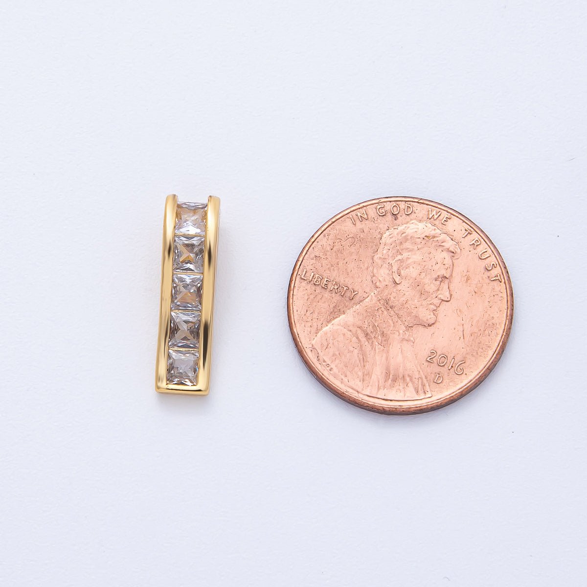 18K Gold Filled 17mm Baguette CZ Whistle Charm | Charms - 00090 - DLUXCA