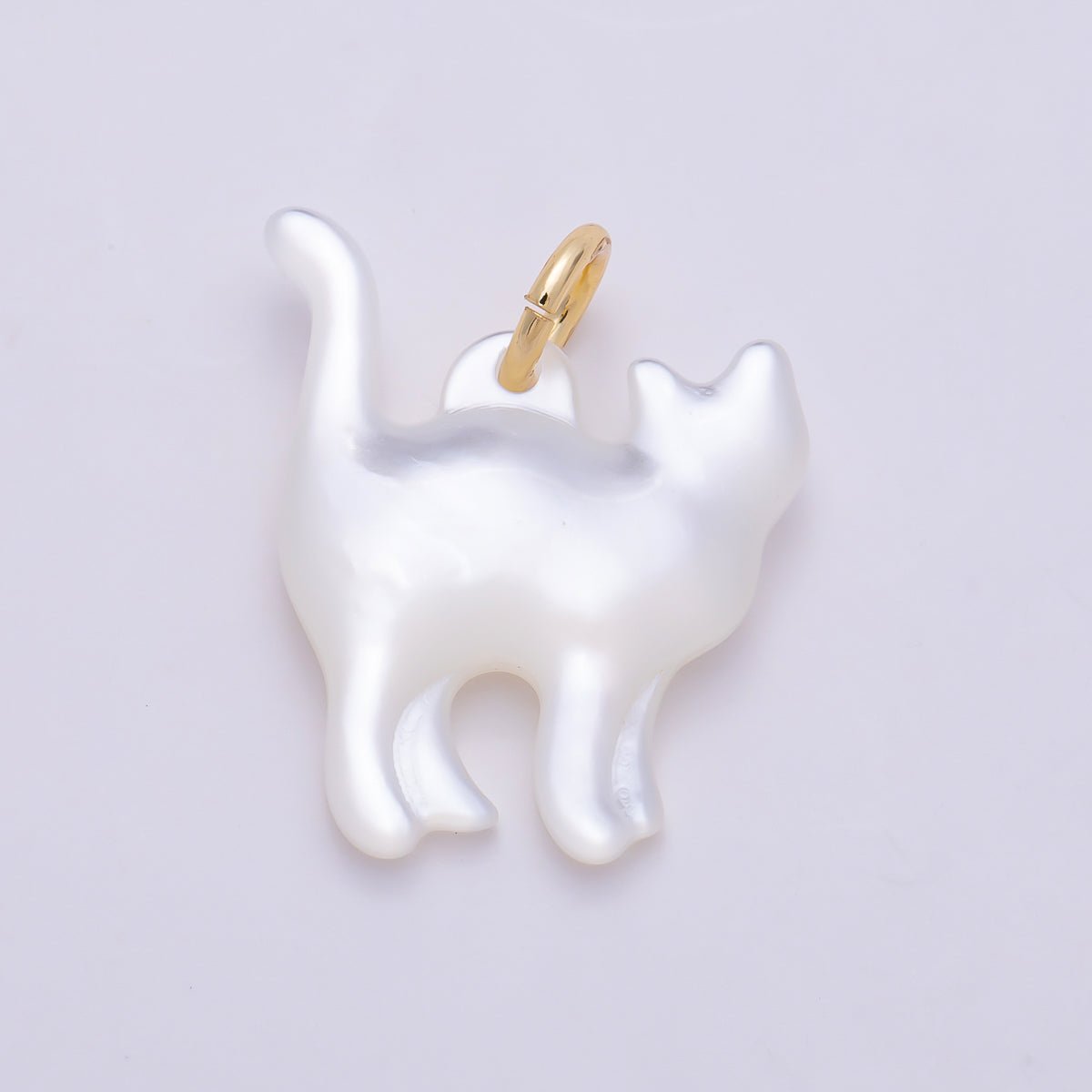 18K Gold Filled 17mm Black, White Shell Pearl Cat Kitten Pet Animal Charm | Charms-01407 Charms-01408 - DLUXCA