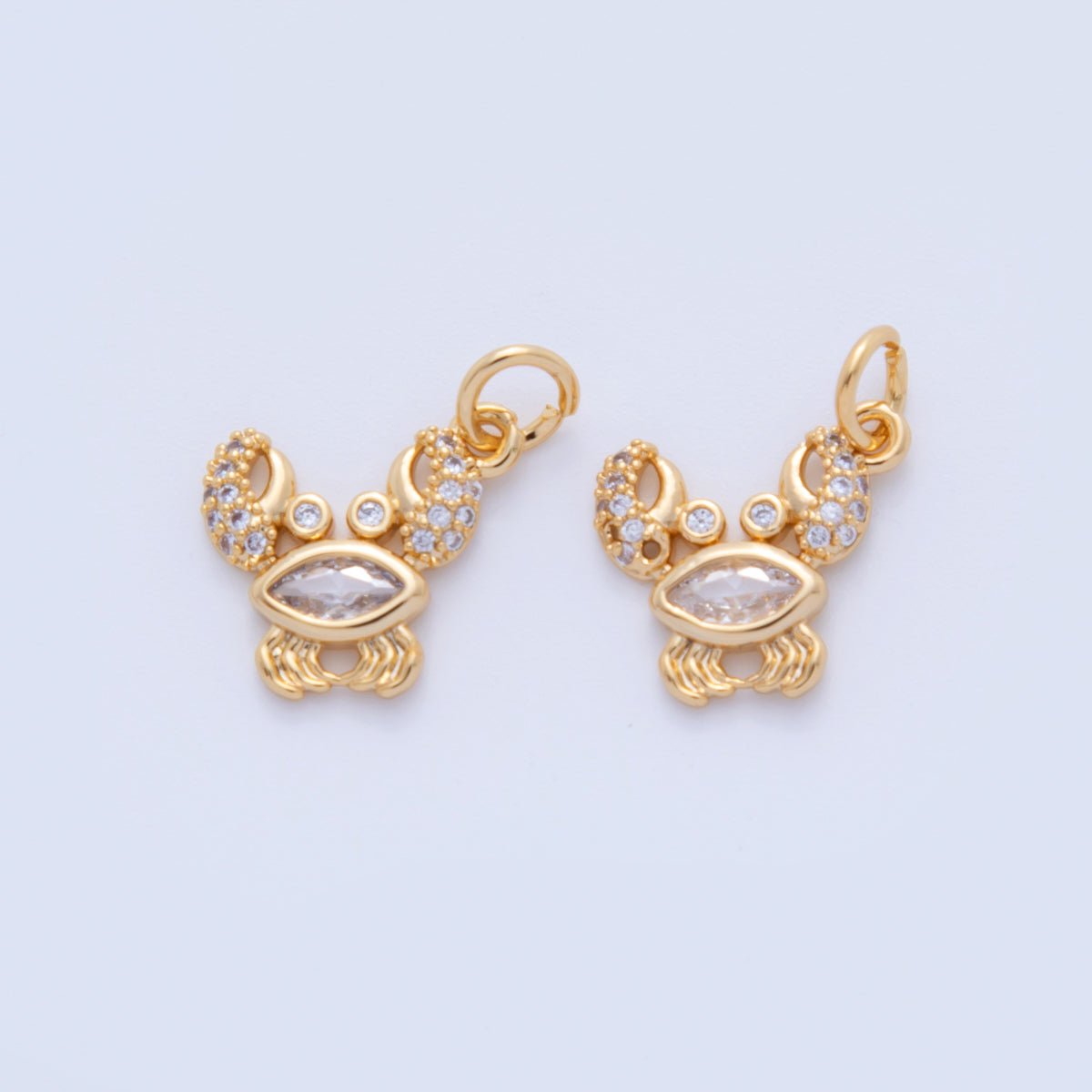 18K Gold Filled 17mm Micro Paved CZ Cancer Crab Sea Charm | AF812 - DLUXCA