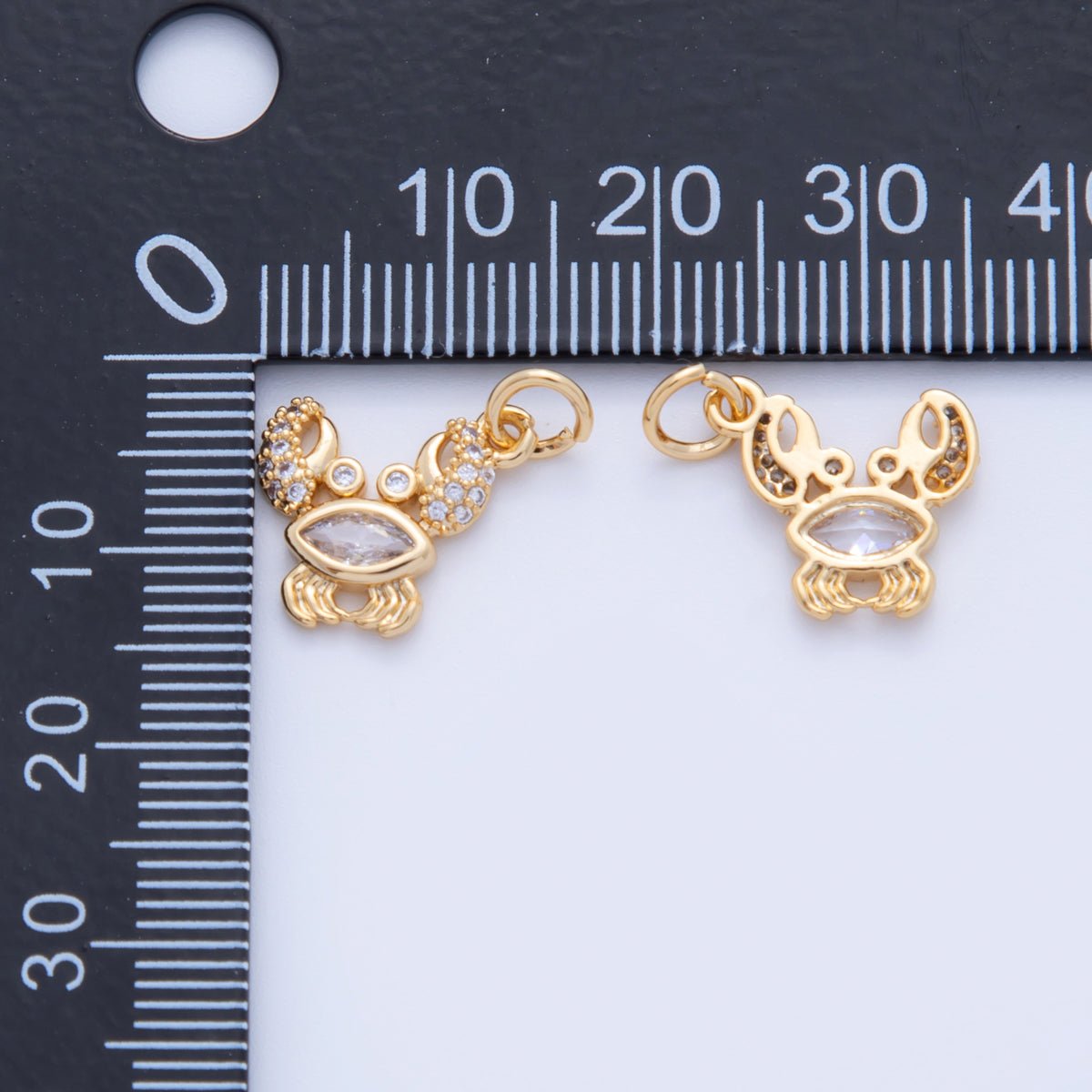 18K Gold Filled 17mm Micro Paved CZ Cancer Crab Sea Charm | AF812 - DLUXCA