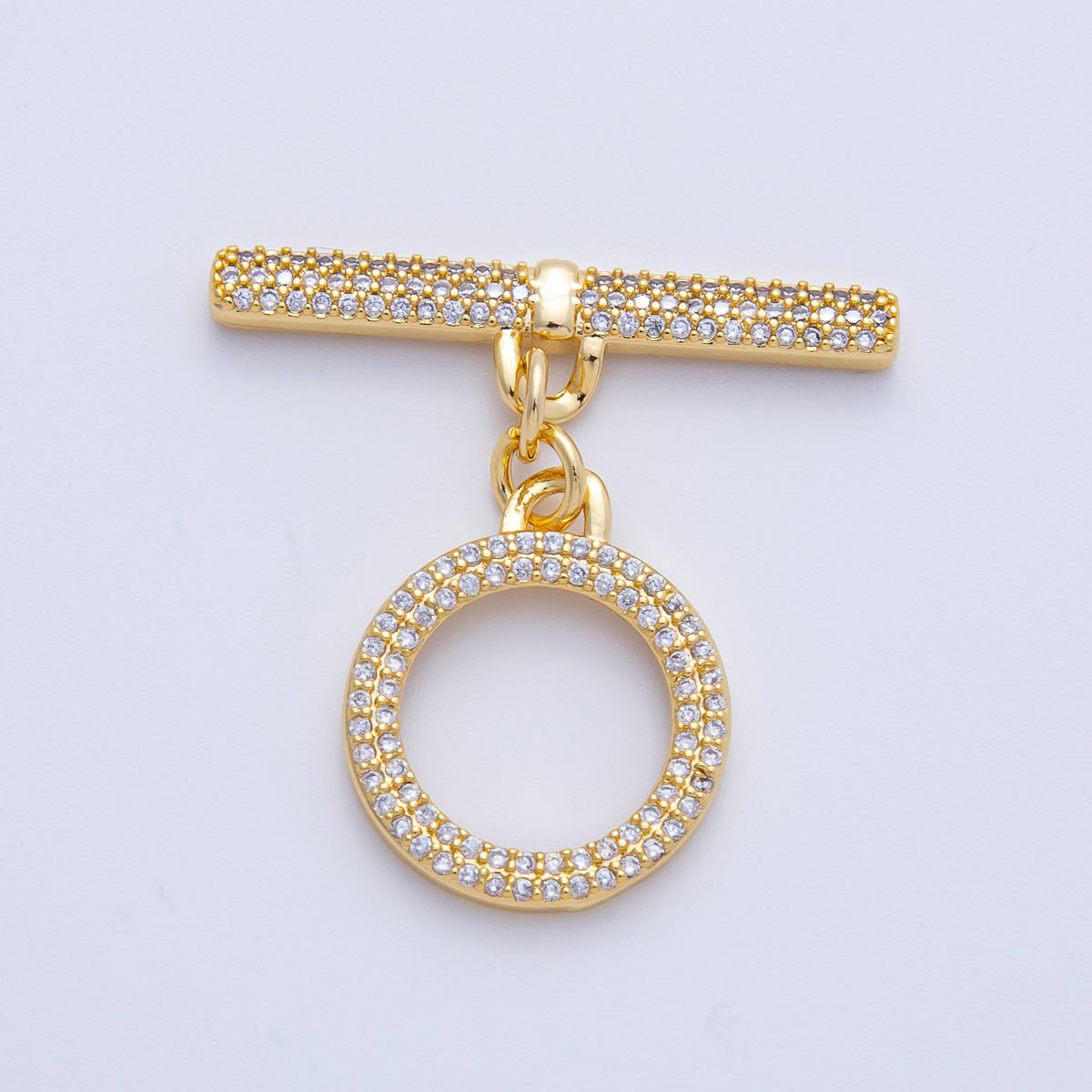 18K Gold Filled 17mm Micro Paved CZ OT Toggle Clasps Closure Finding | Z1666 - DLUXCA