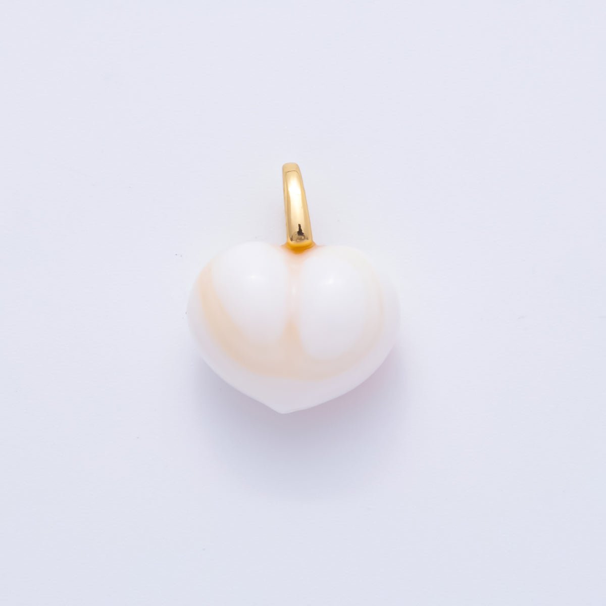 18K Gold Filled 17mm Natural Gemstone White Heart Empress Shellfish Charm | AH - 944 - DLUXCA