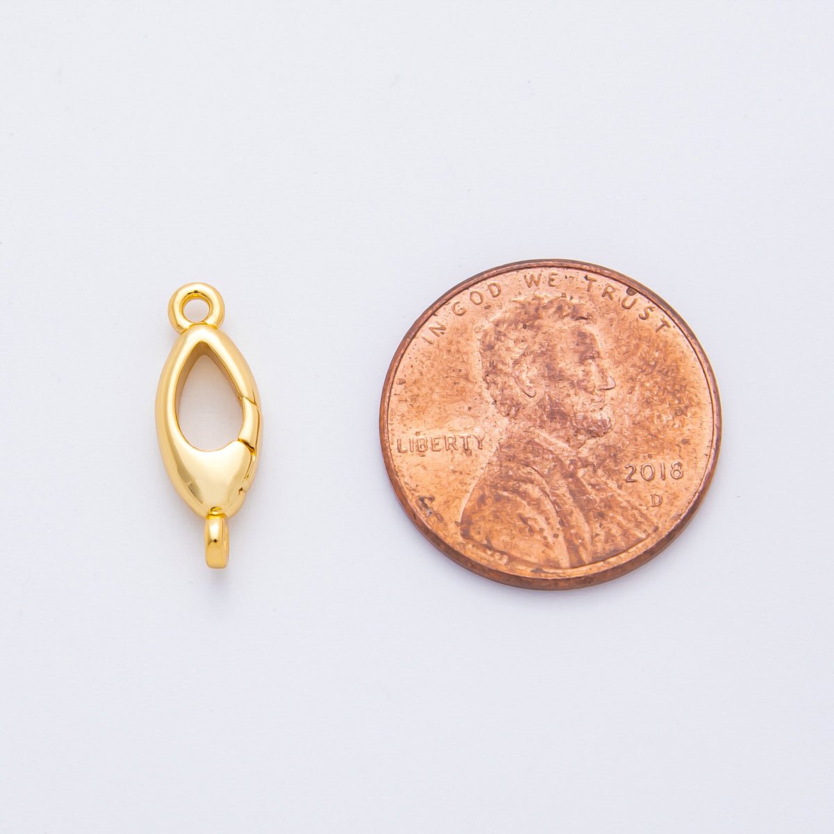 18K Gold Filled 17mm Rhombus Leaf - Like Push Gate Clasp Closure Connector Charm Finding | Z1423 - DLUXCA