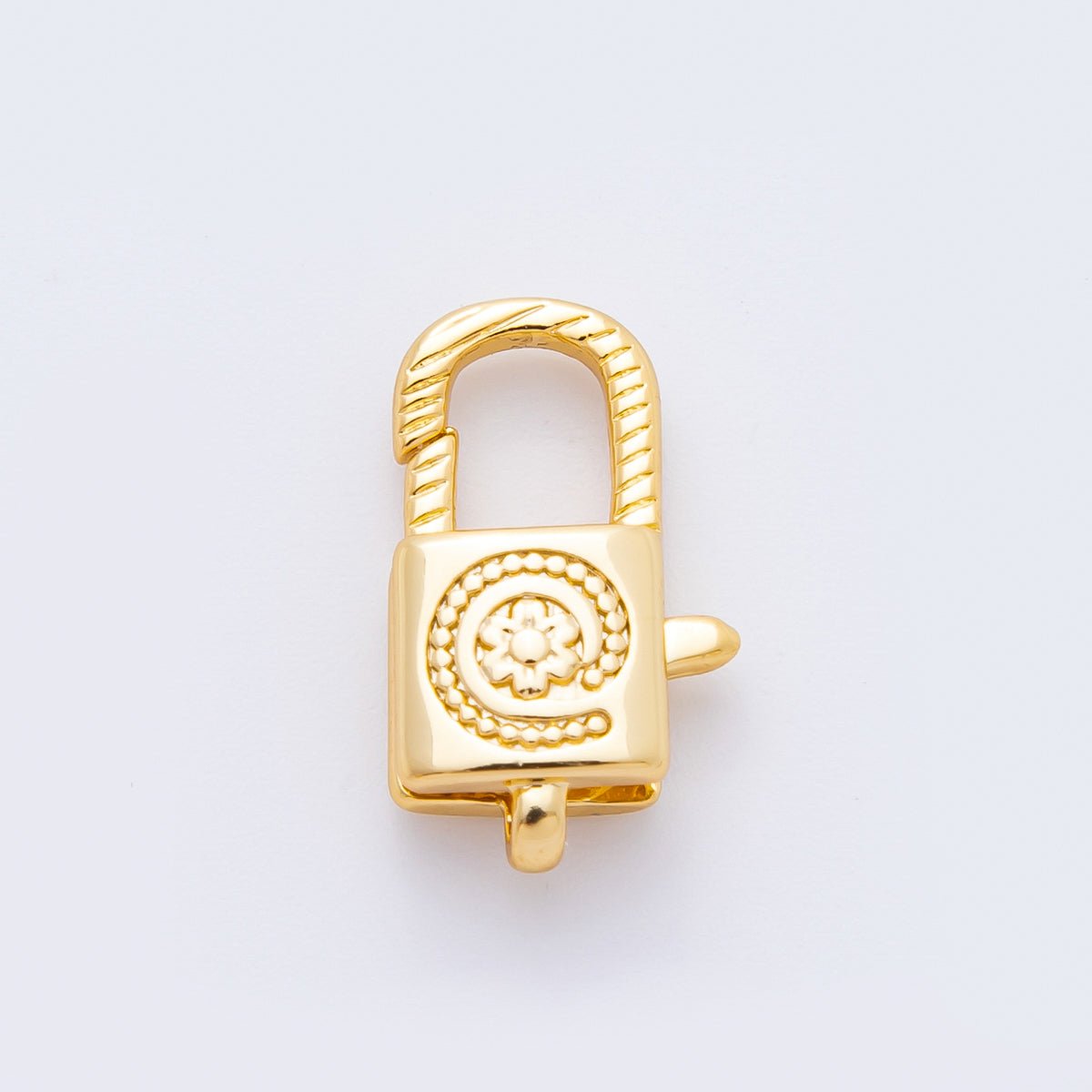 18K Gold Filled 17mm Spiral Flower Lobster Clasp Charm Finding | Z1389 - DLUXCA