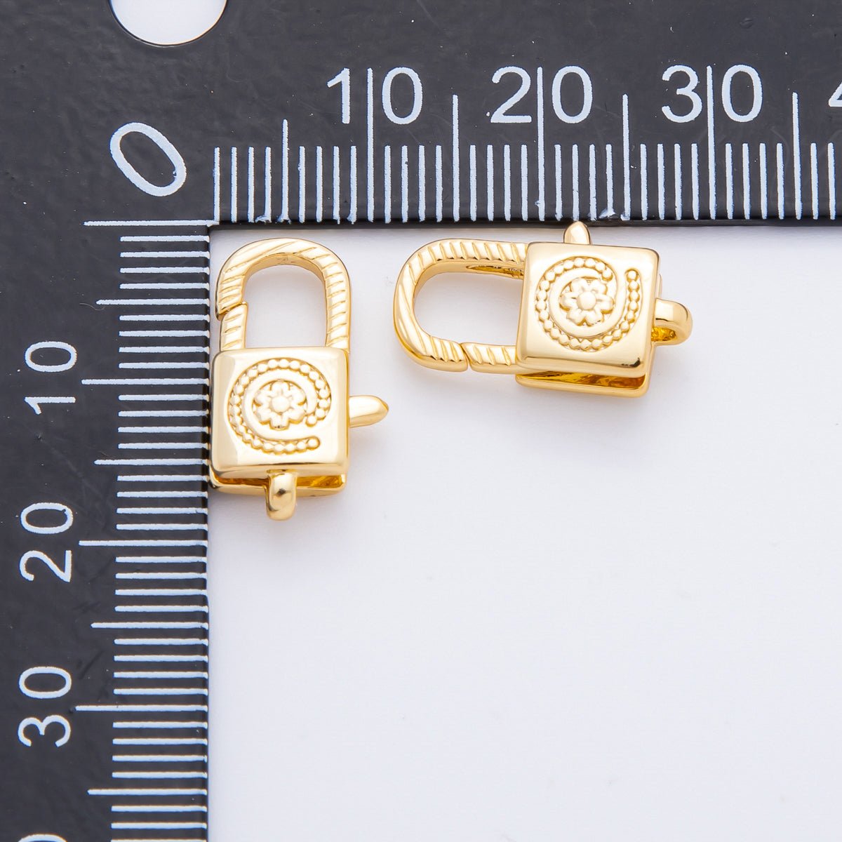 18K Gold Filled 17mm Spiral Flower Lobster Clasp Charm Finding | Z1389 - DLUXCA