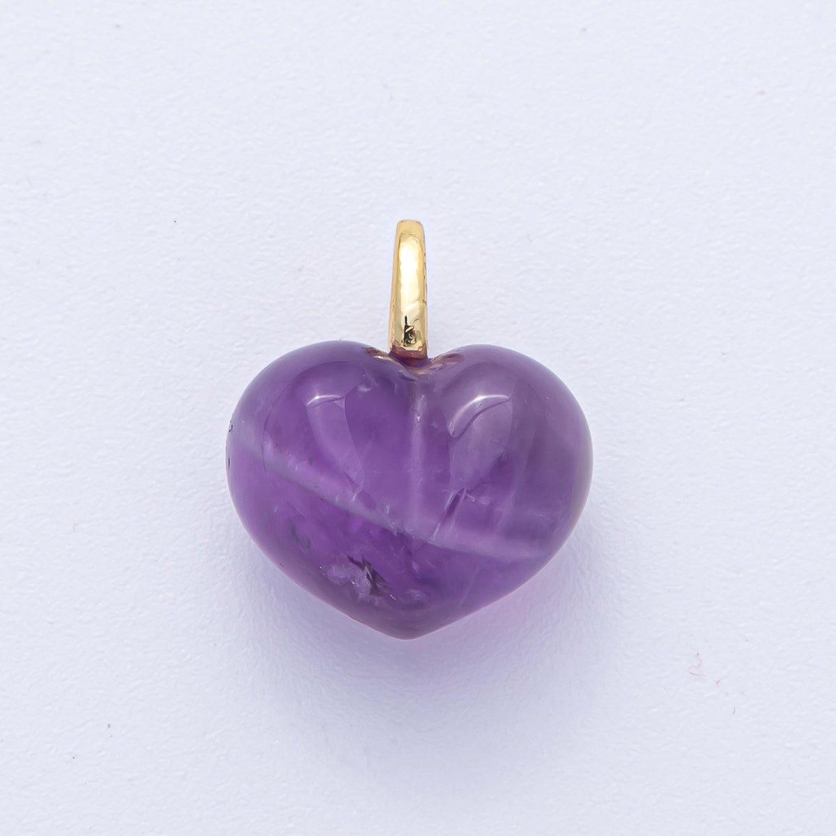 18K Gold Filled 18.3mm Grey Agate, Carnelian, White Quartz, Amethyst Chubby Heart Pendant | AK021 - AK023 - DLUXCA