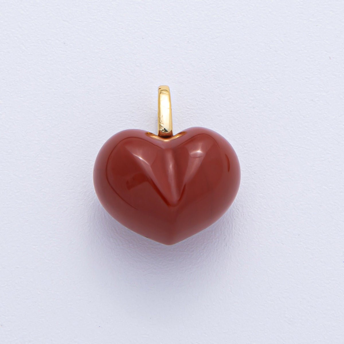 18K Gold Filled 18.3mm Grey Agate, Carnelian, White Quartz, Amethyst Chubby Heart Pendant | AK021 - AK023 - DLUXCA