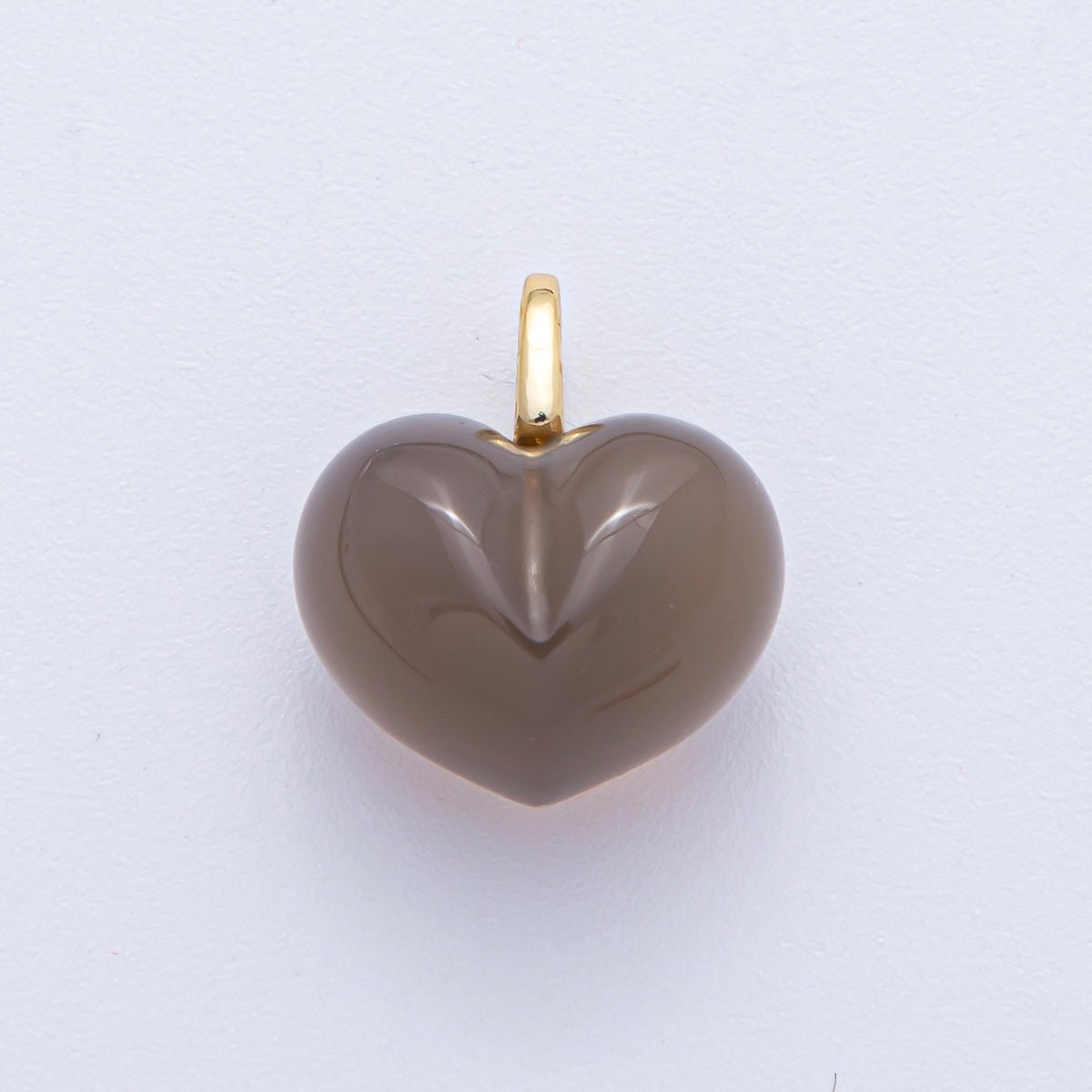 18K Gold Filled 18.3mm Grey Agate, Carnelian, White Quartz, Amethyst Chubby Heart Pendant | AK021 - AK023 - DLUXCA