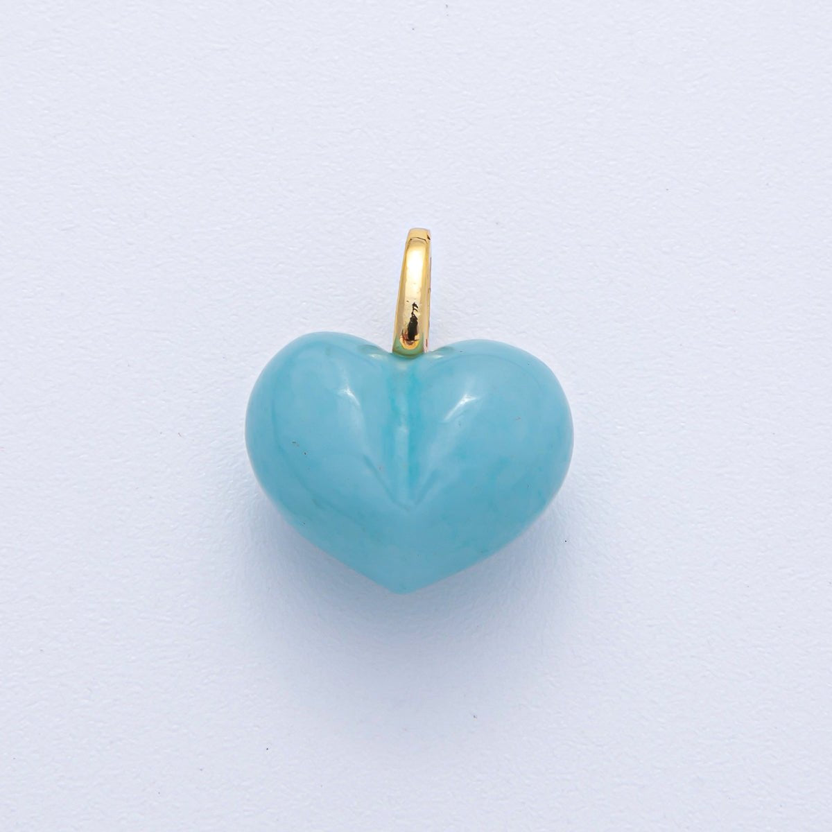 18K Gold Filled 18.3mm Grey Agate, Carnelian, White Quartz, Amethyst Chubby Heart Pendant | AK021 - AK023 - DLUXCA