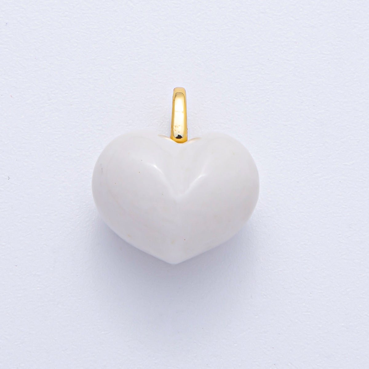 18K Gold Filled 18.3mm Grey Agate, Carnelian, White Quartz, Amethyst Chubby Heart Pendant | AK021 - AK023 - DLUXCA