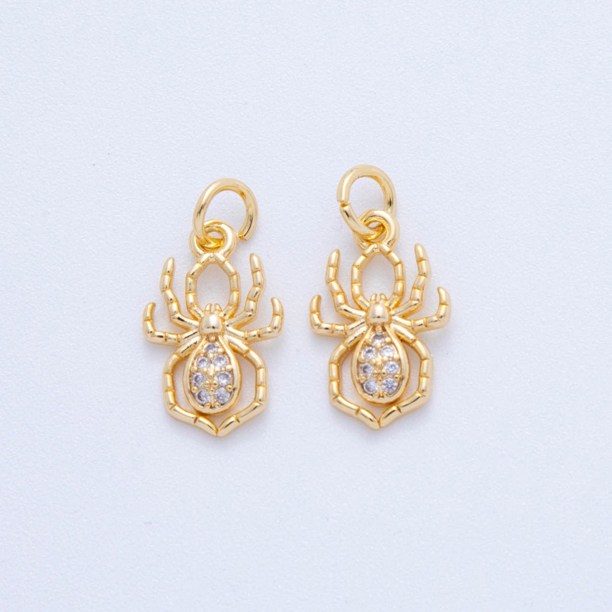 18K Gold Filled 18.5mm Micro Paved CZ Eight - Legged Spider Charm | AF815 - DLUXCA