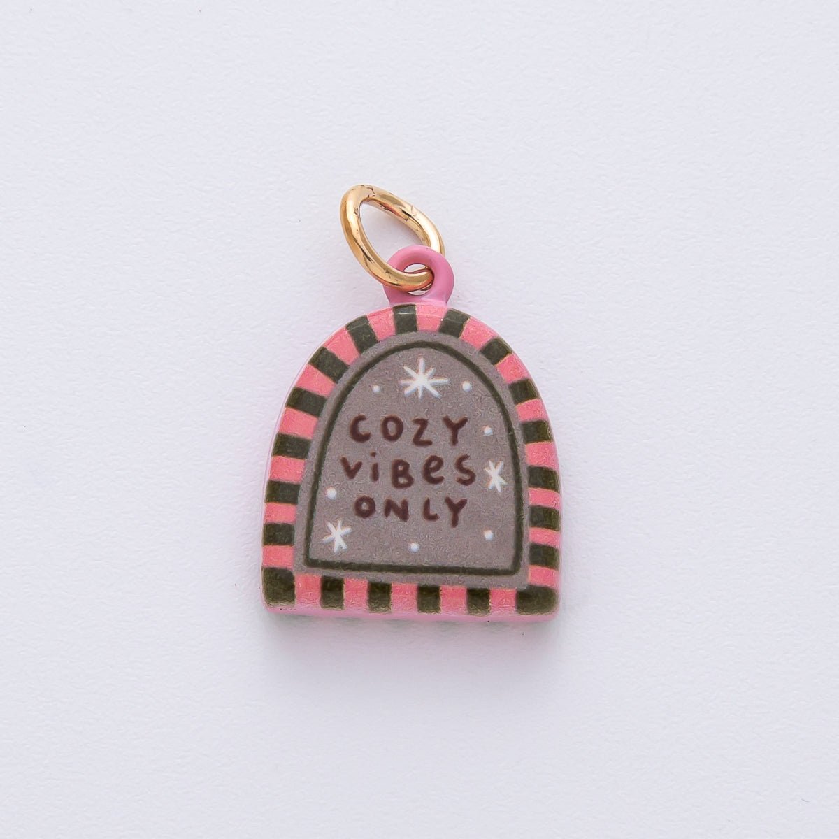 18K Gold Filled 18.8mm "Cozy Vibes Only" Double Sided Enamel Charm | AF1619 - DLUXCA