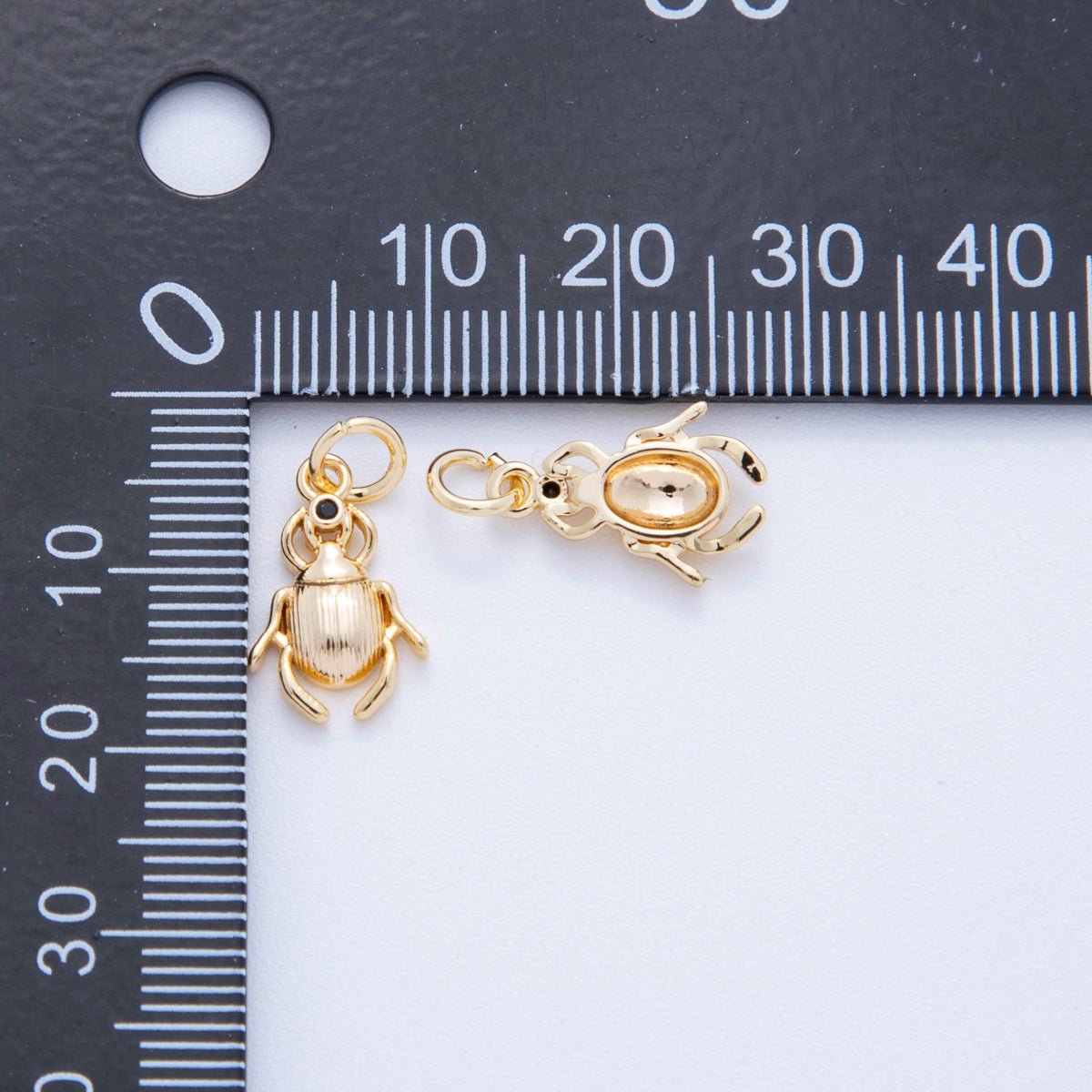 18K Gold Filled 18mm Black CZ Bug Beetle Charm | AF821 - DLUXCA