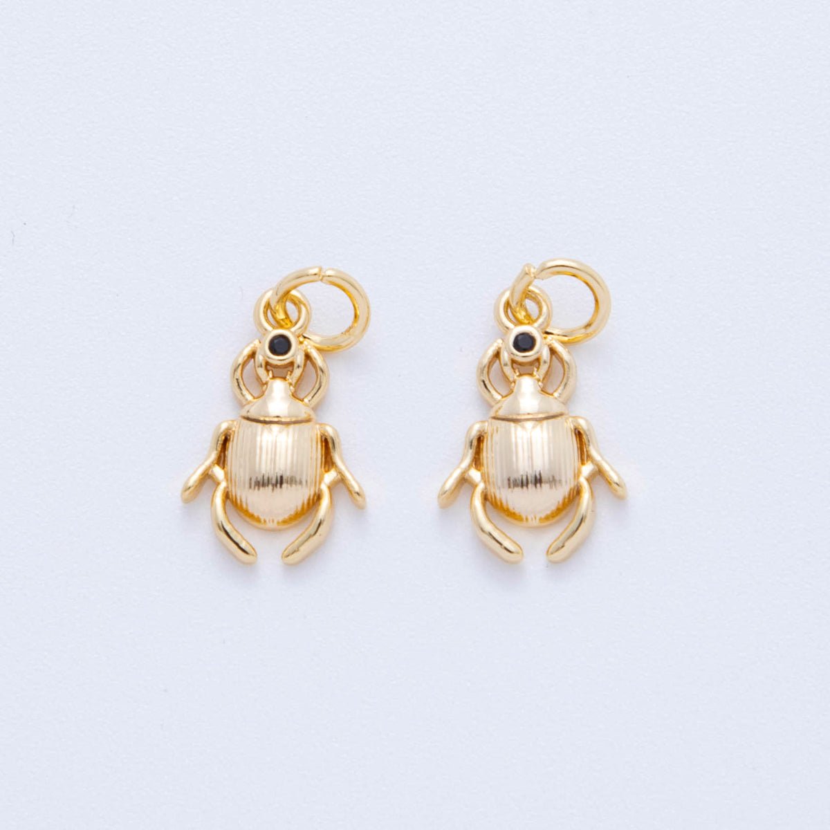 18K Gold Filled 18mm Black CZ Bug Beetle Charm | AF821 - DLUXCA