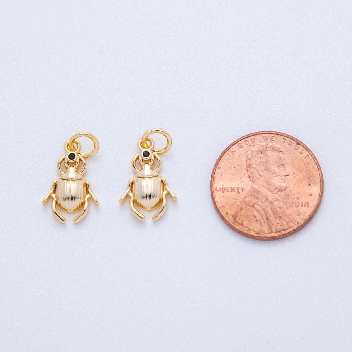 18K Gold Filled 18mm Black CZ Bug Beetle Charm | AF821 - DLUXCA