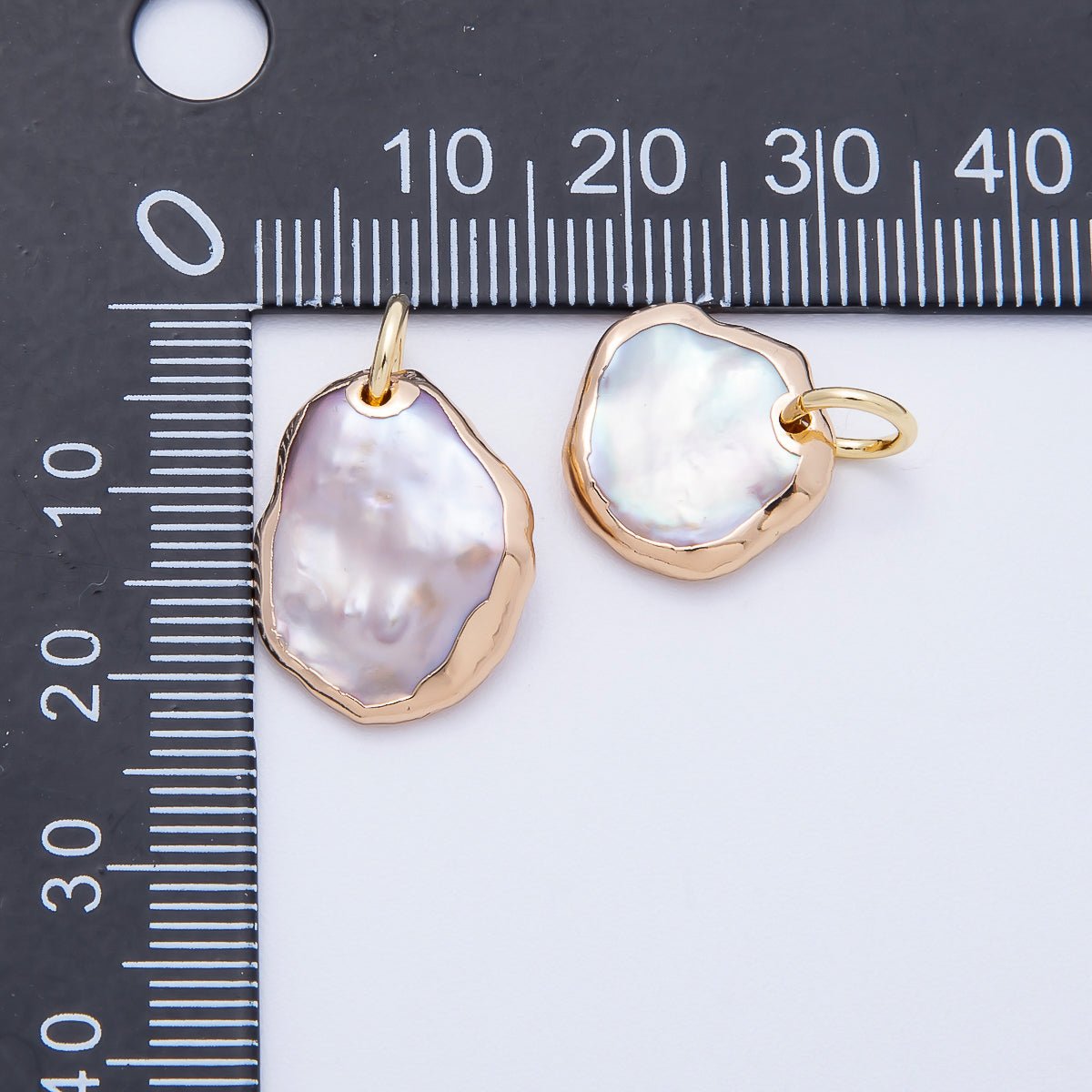 18K Gold Filled 18mm Foiled Baroque Freshwater Pearl Charm | Charms - 00641 - DLUXCA