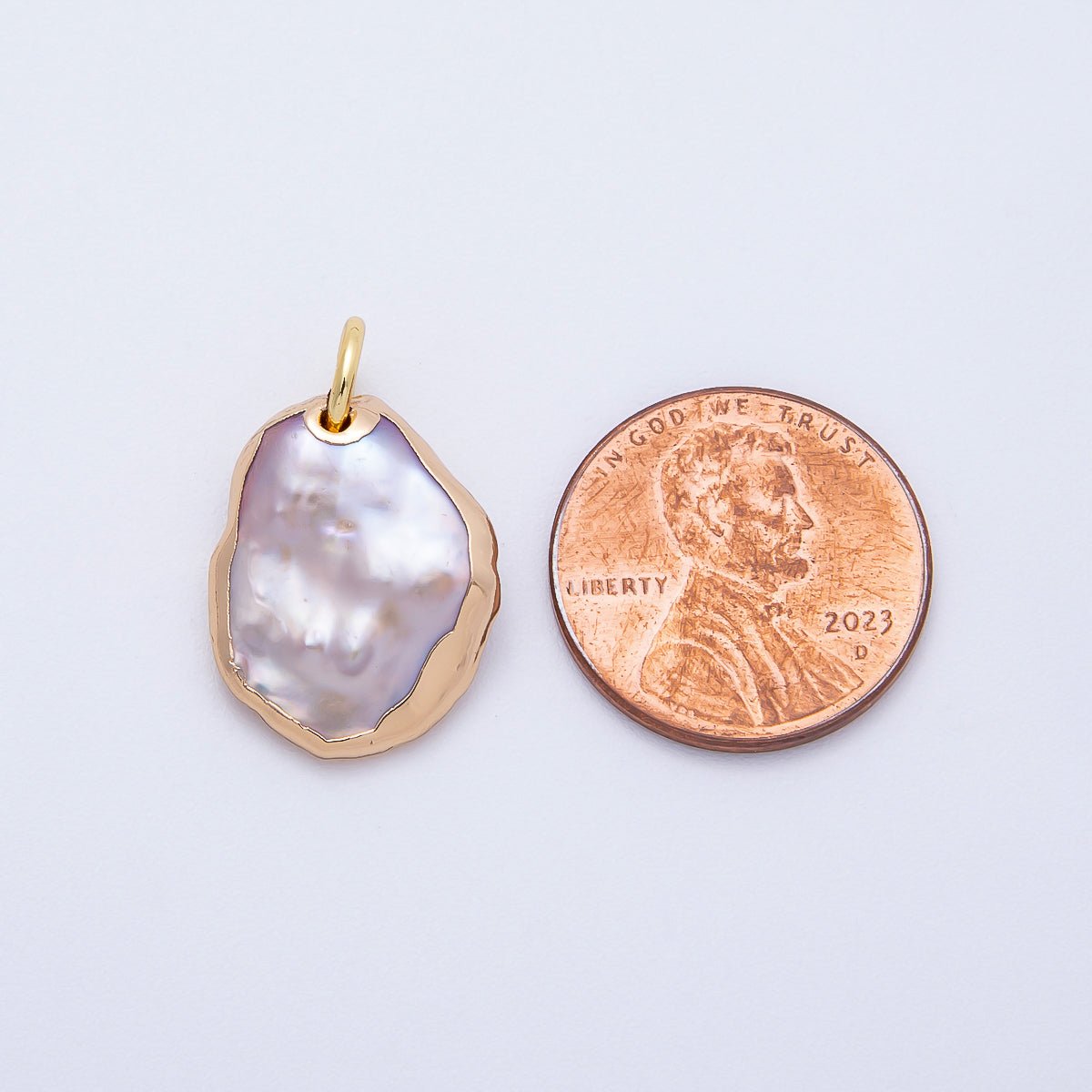 18K Gold Filled 18mm Foiled Baroque Freshwater Pearl Charm | Charms - 00641 - DLUXCA