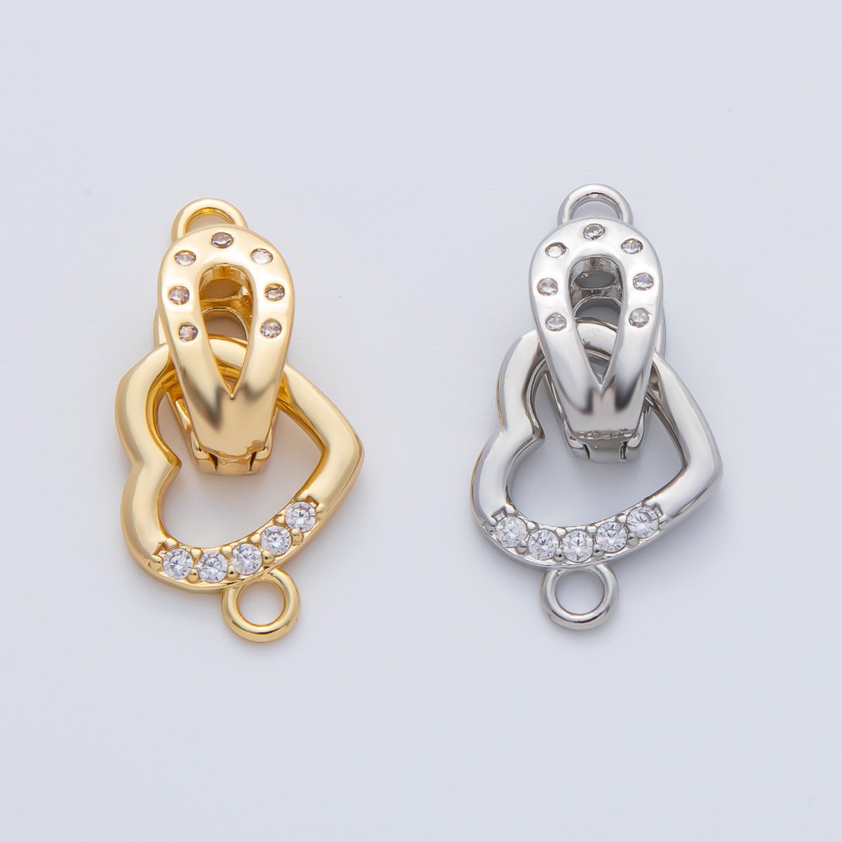 18K Gold Filled 18mm Micro Paved CZ Dainty Heart Open Loop Charm Finding | Z1457 - DLUXCA