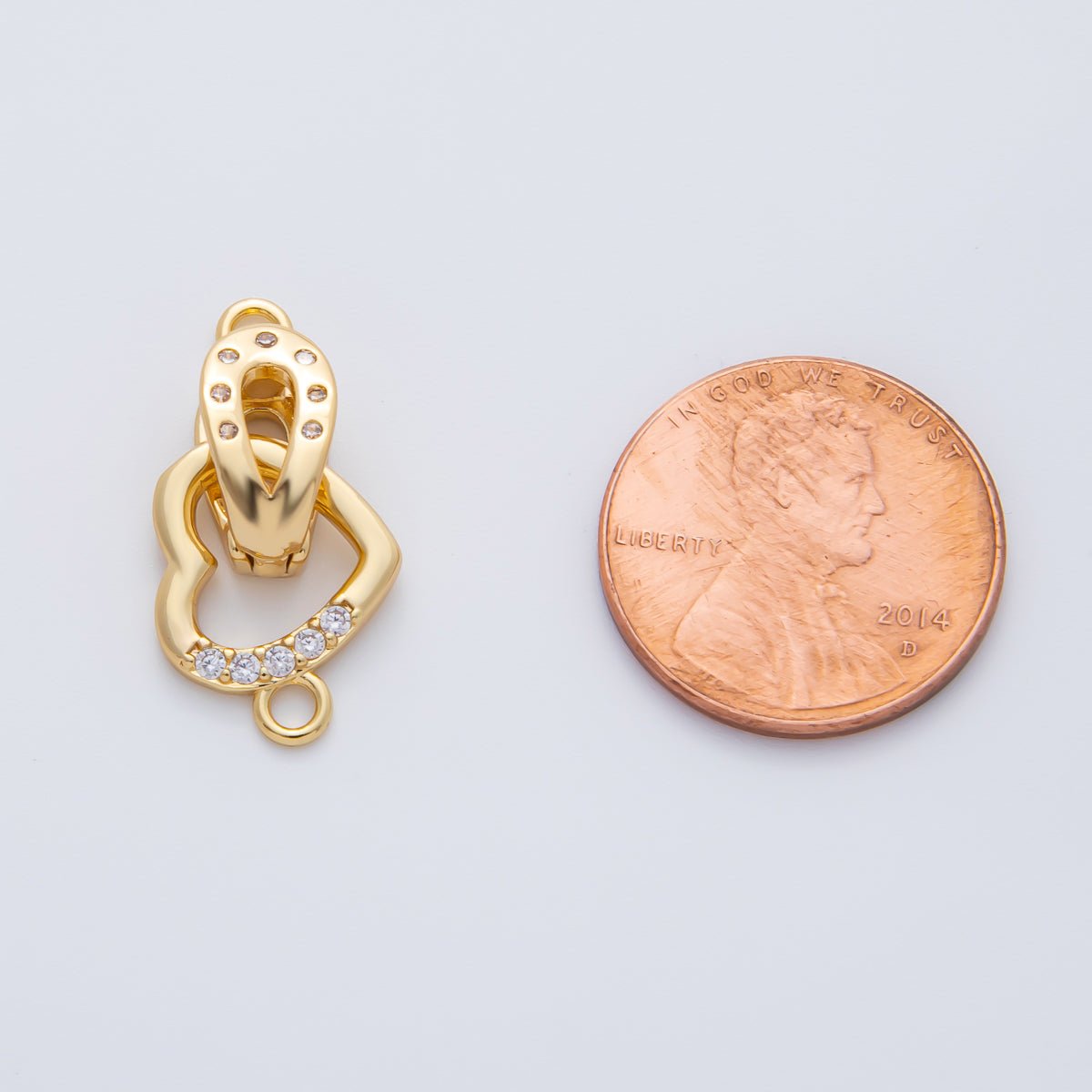 18K Gold Filled 18mm Micro Paved CZ Dainty Heart Open Loop Charm Finding | Z1457 - DLUXCA